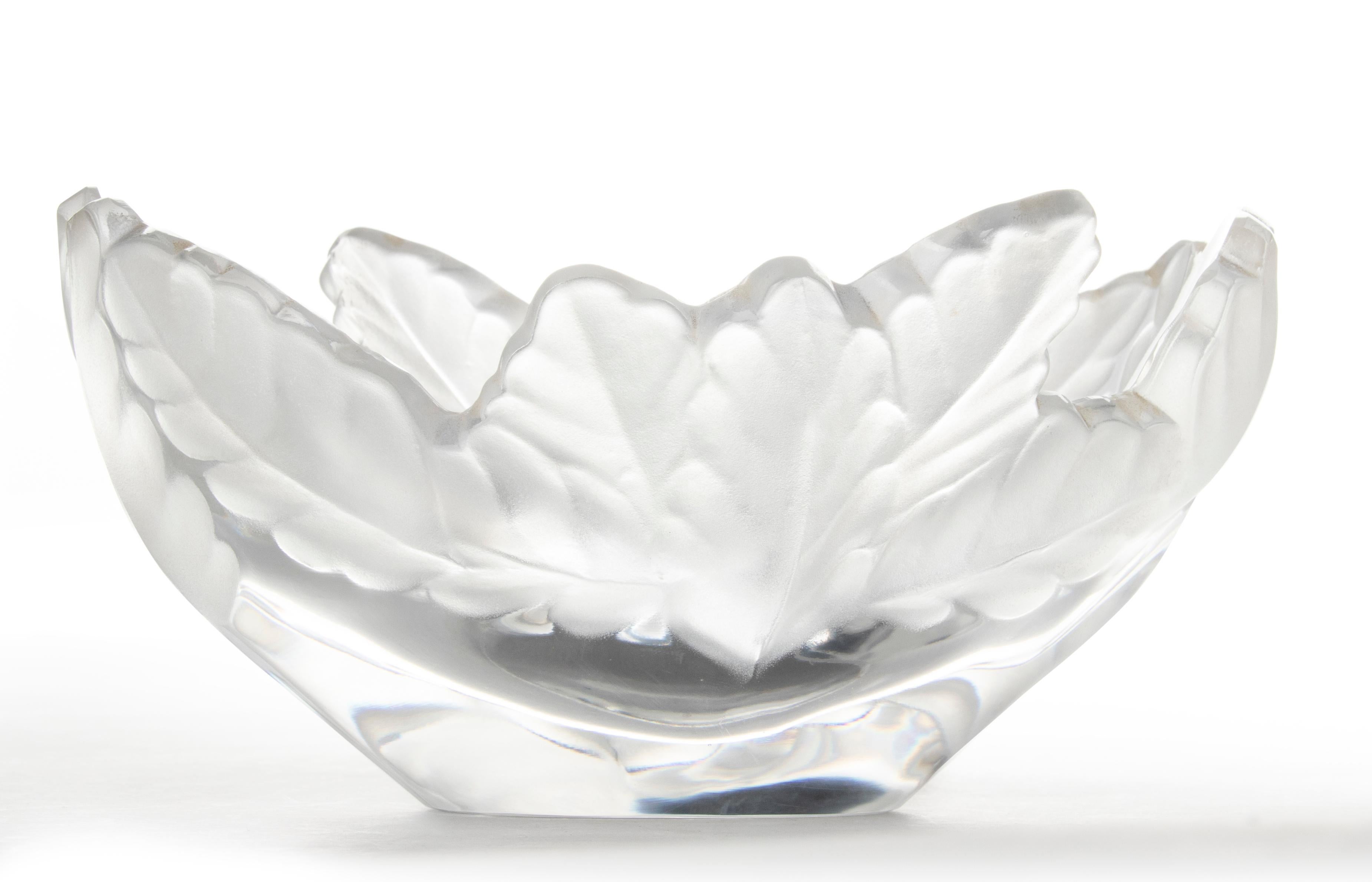French Mid 20th Century Modern Frosted Crystal Bowl by Lalique Model 
