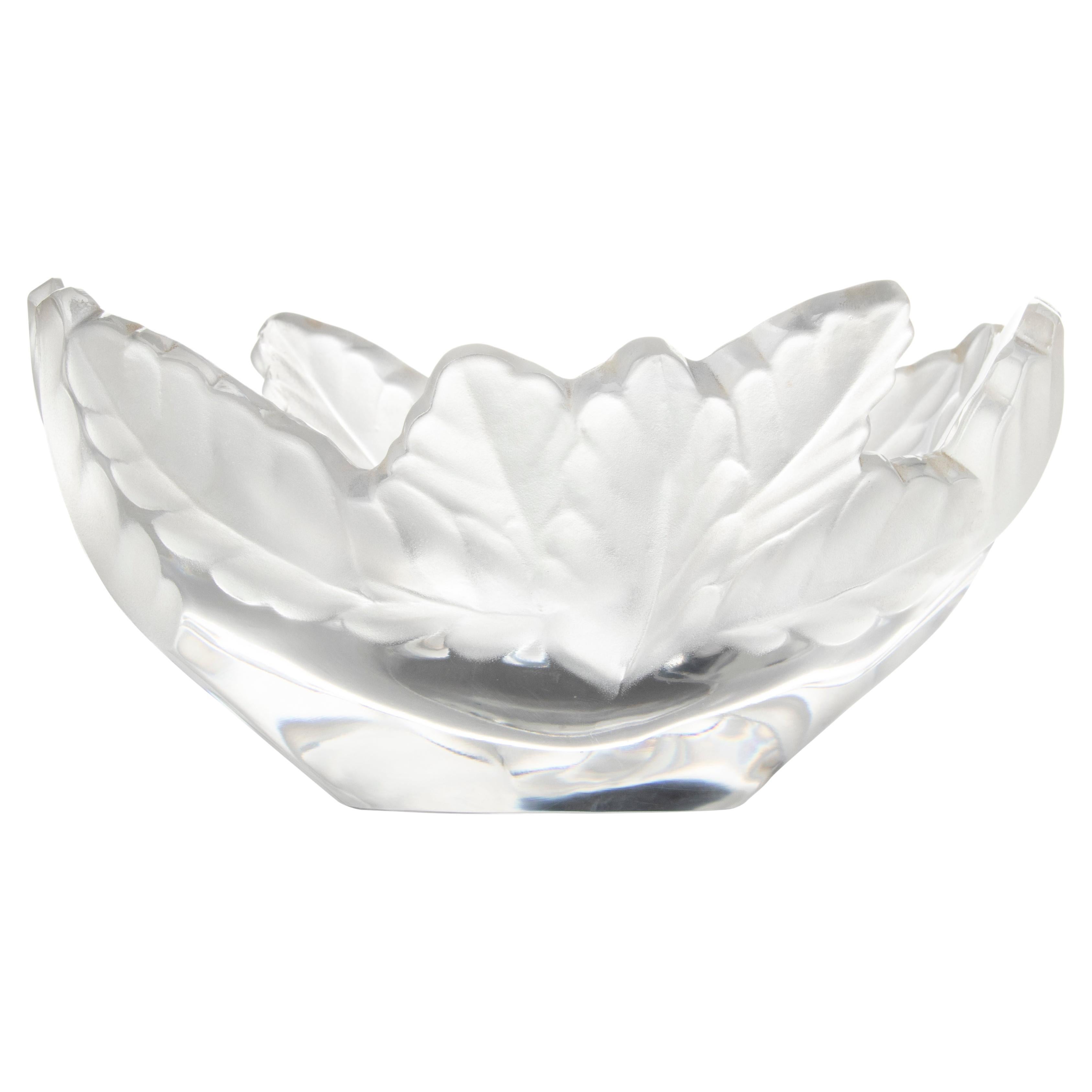 Mid 20th Century Modern Frosted Crystal Bowl by Lalique Model "Compiegne"