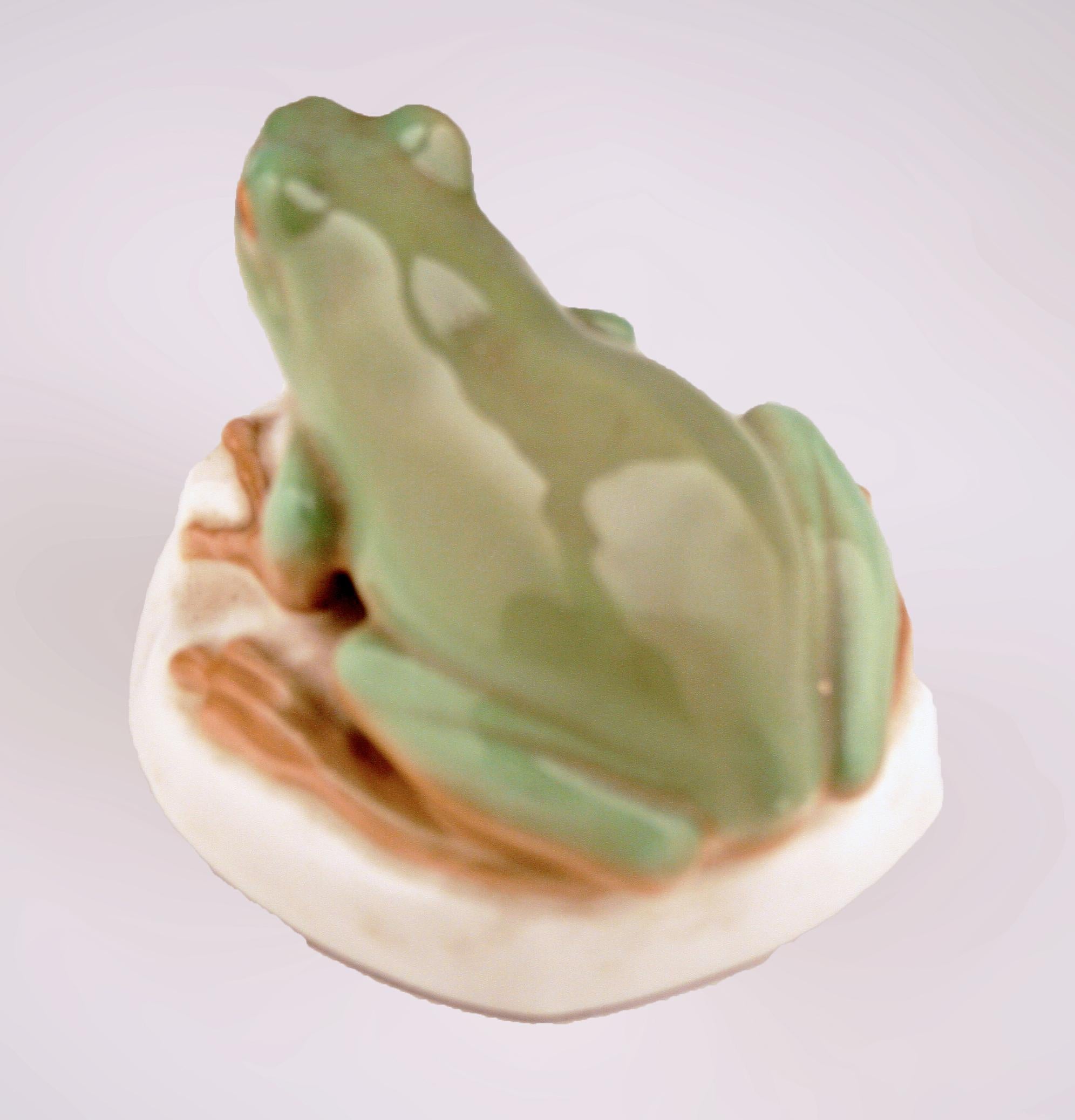Mid-20th Century Modern German Glazed and Painted Porcelain Frog by Nymphenburg For Sale 1