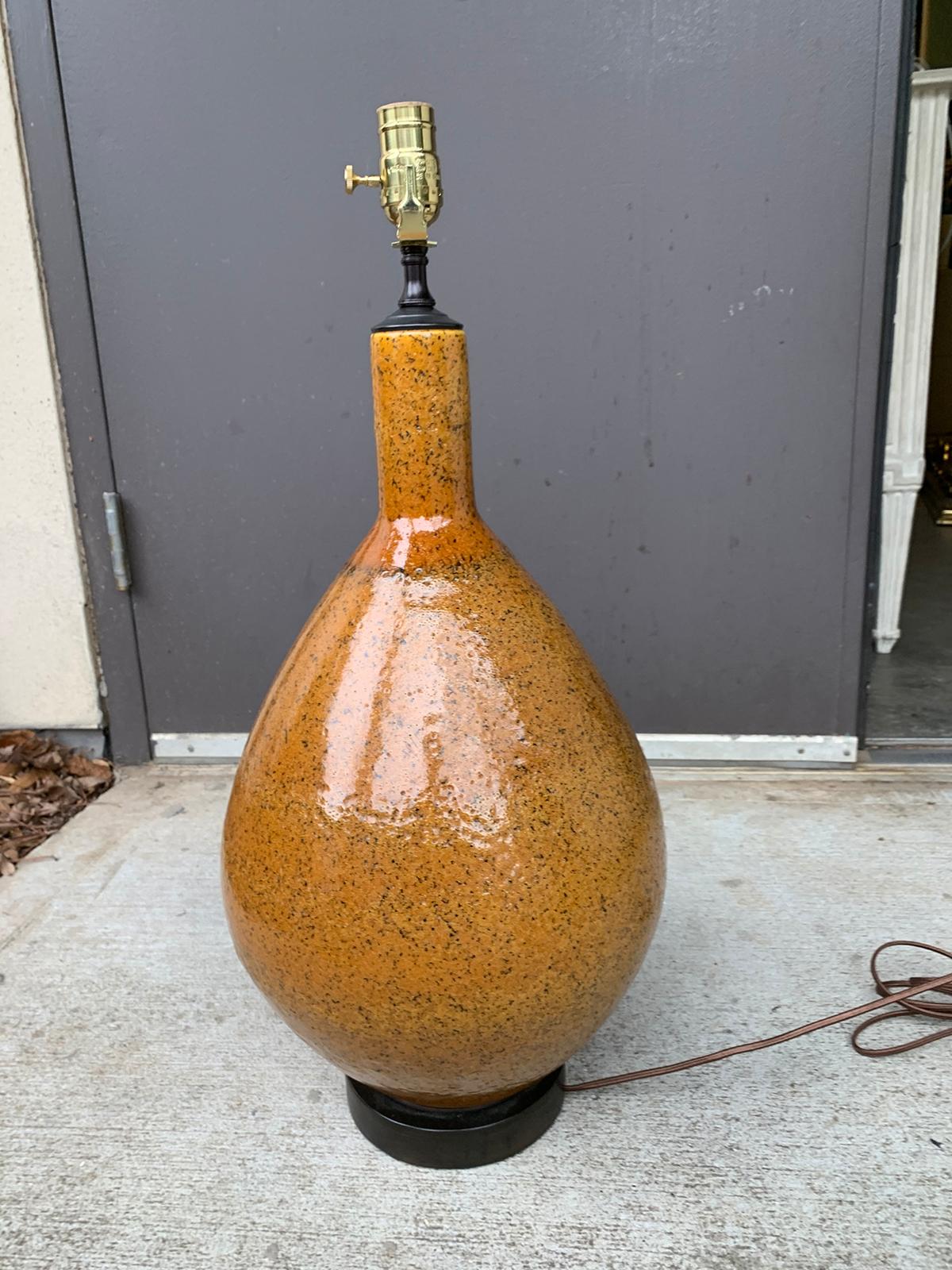 Mid-20th Century Modern Glazed Ceramic Lamp by AH Kag Switzerland, Signed In Good Condition In Atlanta, GA