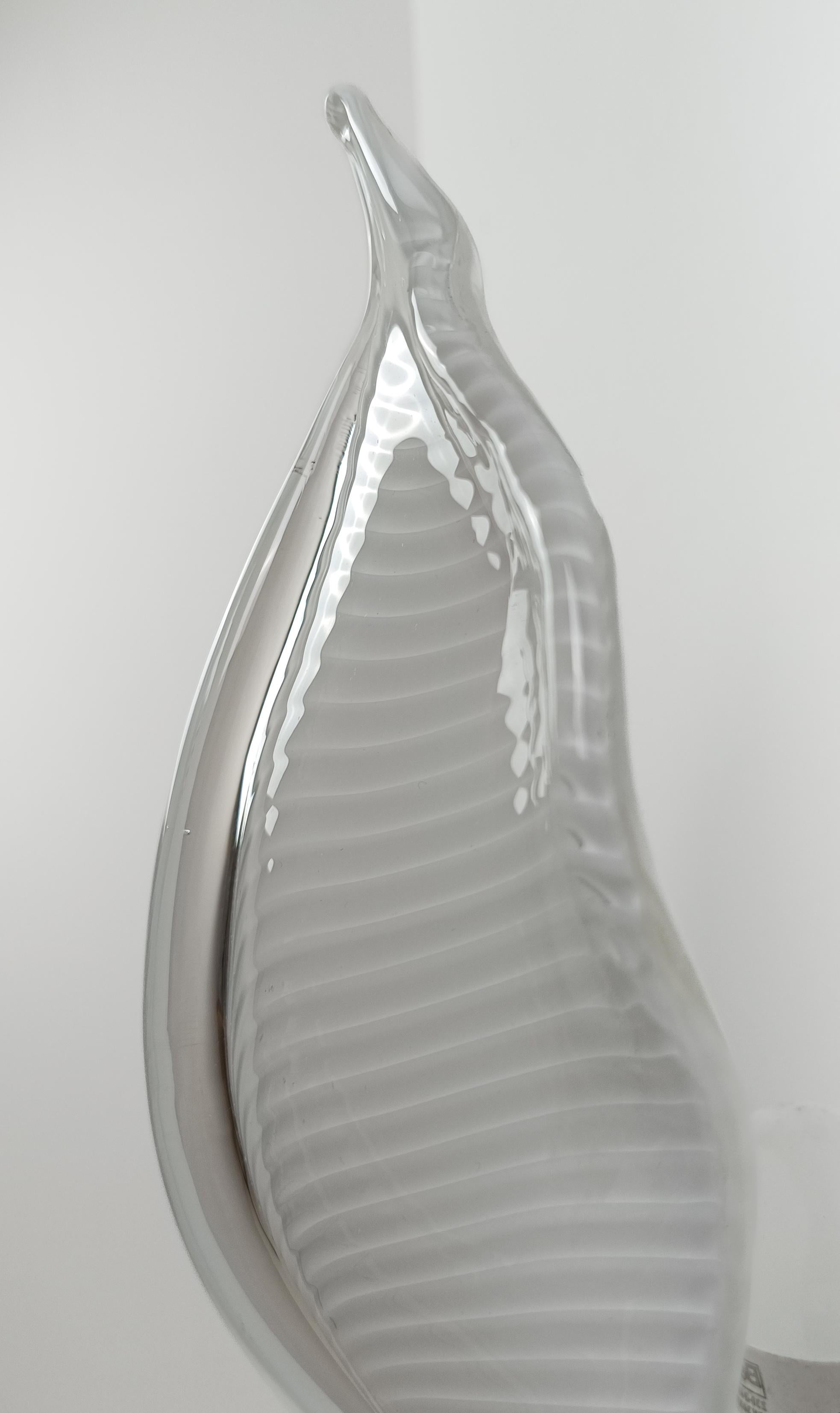 Applique à feuilles du milieu du XXe siècle en verre de Murano rayé blanc, Italie, années 60 en vente 13