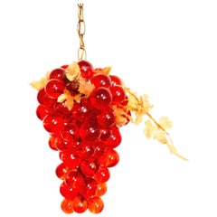 Mid-20th Century Modern Lucite Form Grape Bunch Hanging Pendant Light