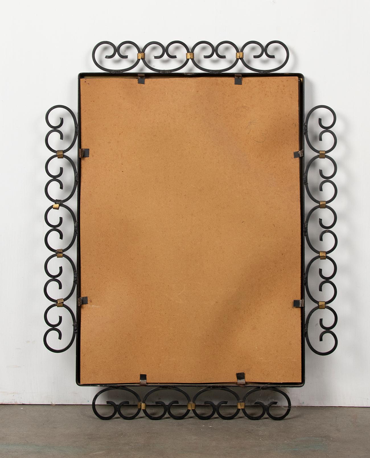 Mid-20th Century Modern Mirror with Wrought Iron Frame 4