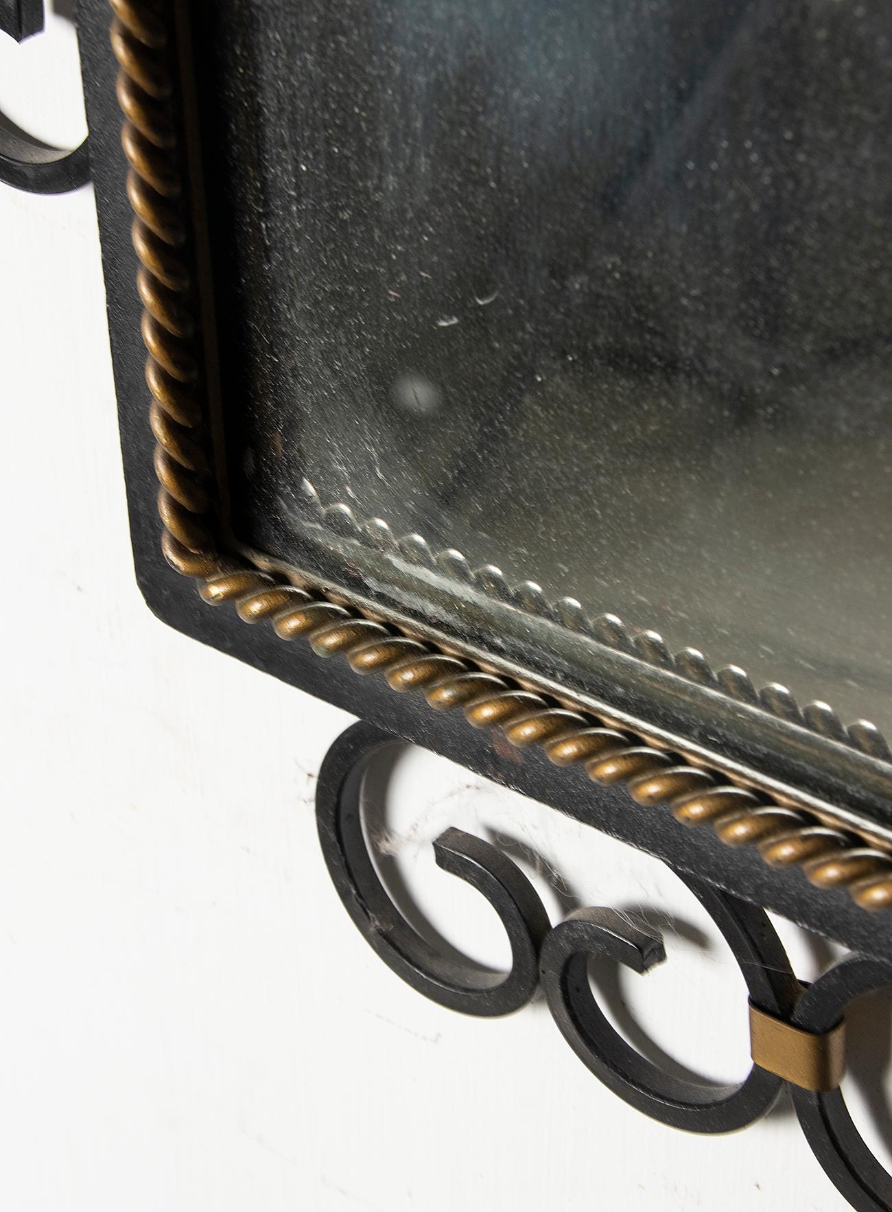 Mid-20th Century Modern Mirror with Wrought Iron Frame 3