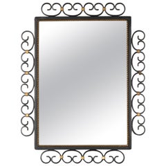 Mid-20th Century Modern Mirror with Wrought Iron Frame