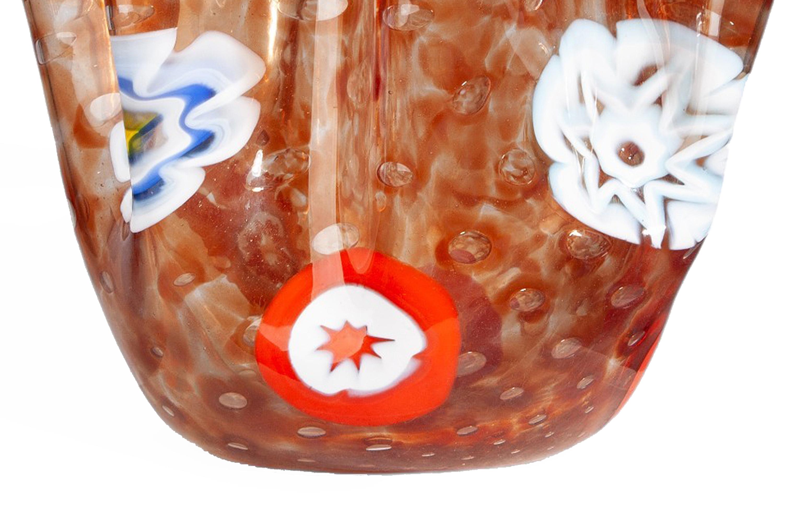 Mitte des 20. Jahrhunderts Modernes oranges Murano-Glas 'Fazzoletto' Vase mit Foldes, Italien im Angebot 1