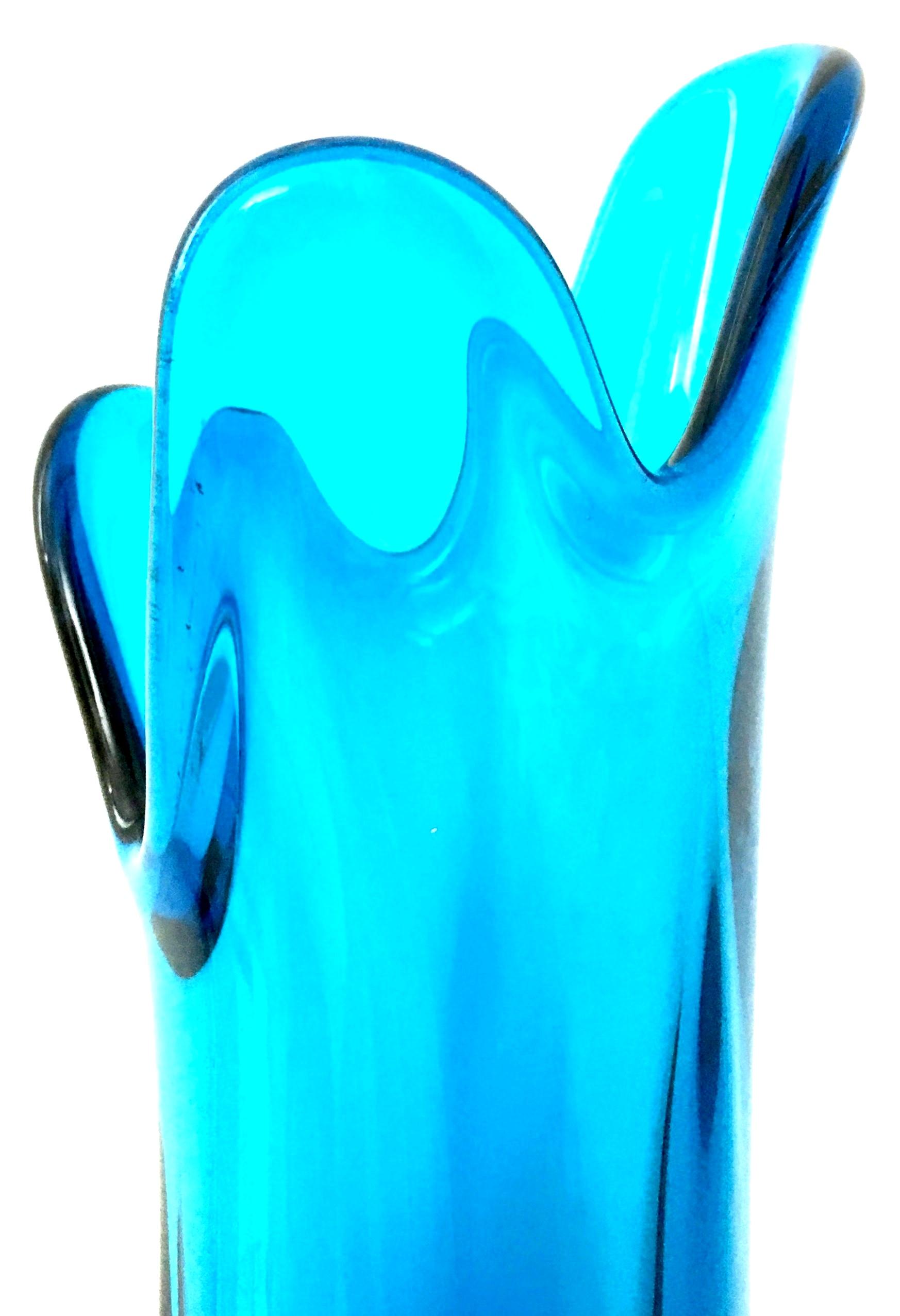 Mid-20th Century Modern Organic Form Slag and Rib Art Glass Vase For Sale 6