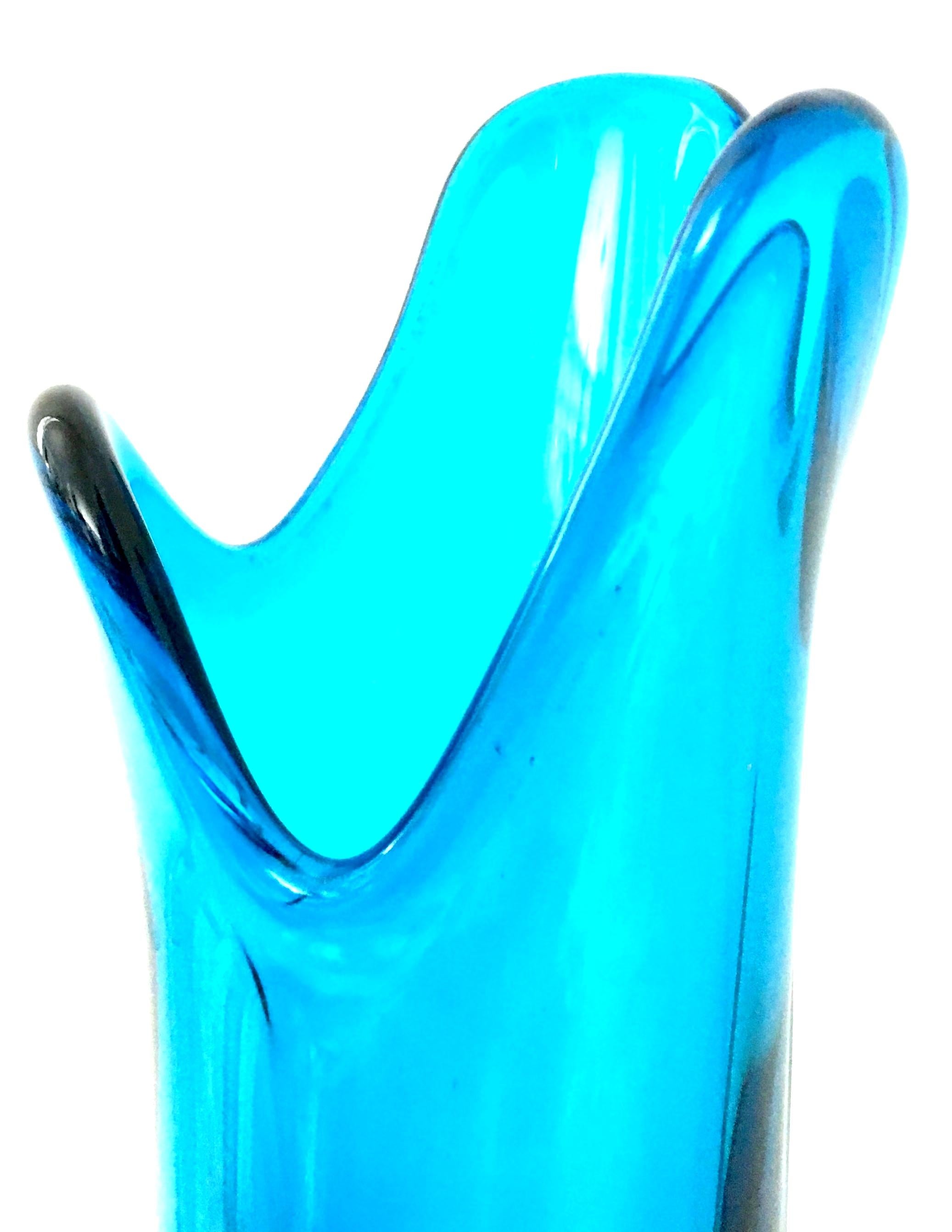 Mid-20th Century Modern Organic Form Slag and Rib Art Glass Vase For Sale 7