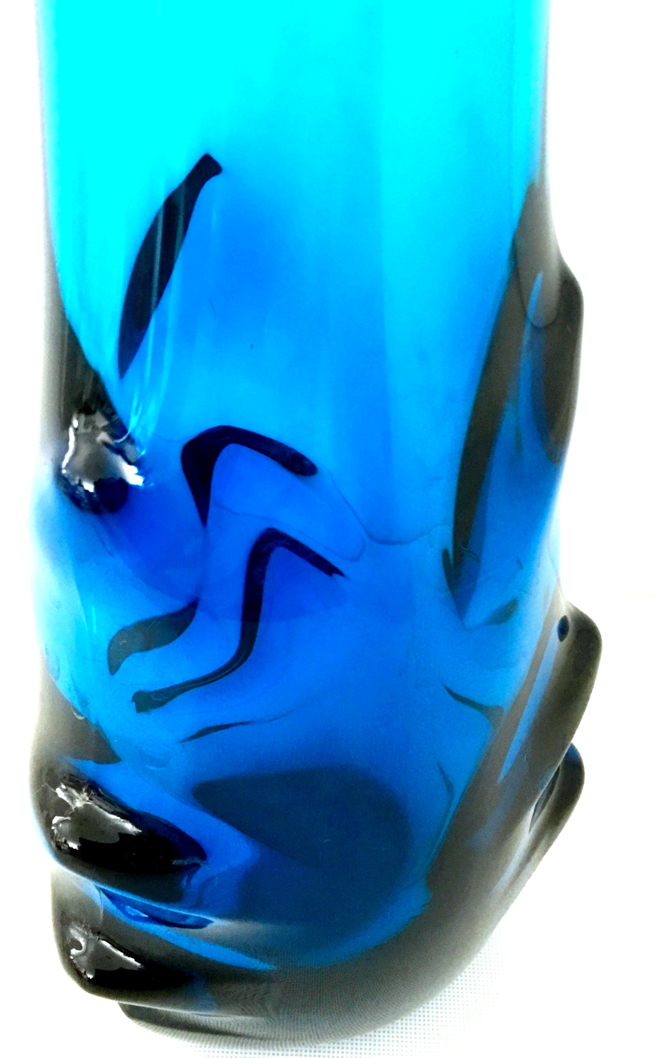 Mid-20th Century Modern Organic Form Slag and Rib Art Glass Vase For Sale 2