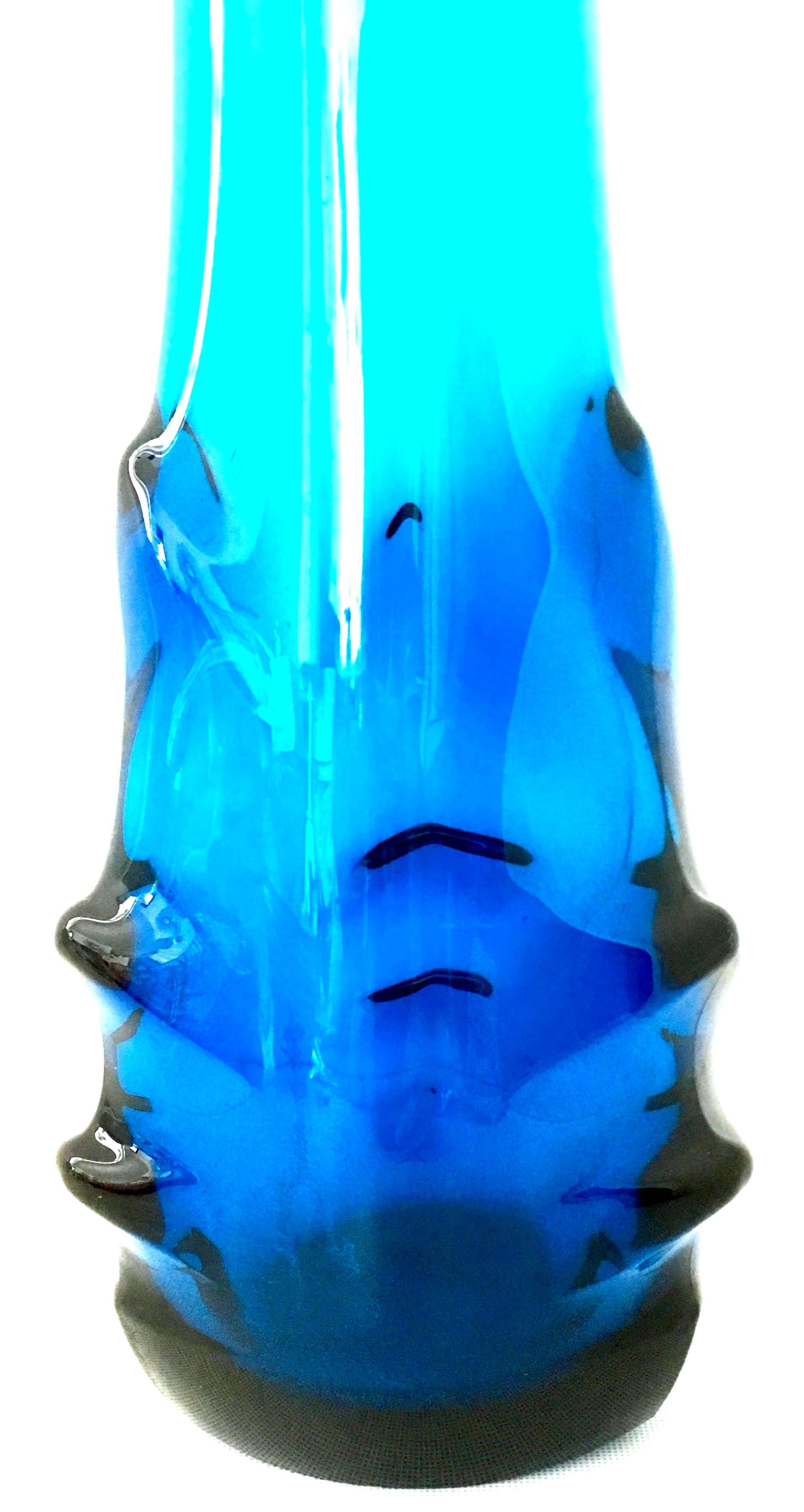 Mid-20th Century Modern Organic Form Slag and Rib Art Glass Vase In Good Condition For Sale In West Palm Beach, FL