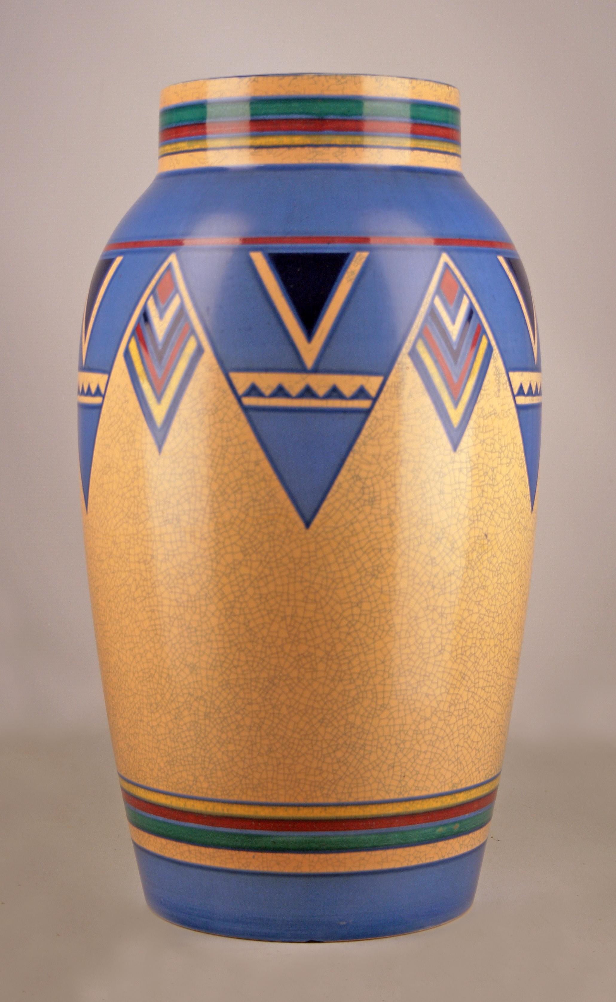 Mid-20th century Modern post-war glazed and painted ceramic vase from West Germany

By: unknown
Material: ceramic, paint
Technique: glazed, painted, pressed, molded, hand-painted
Dimensions: 10 in x 19 in
Date: mid-20th century, post-war, circa