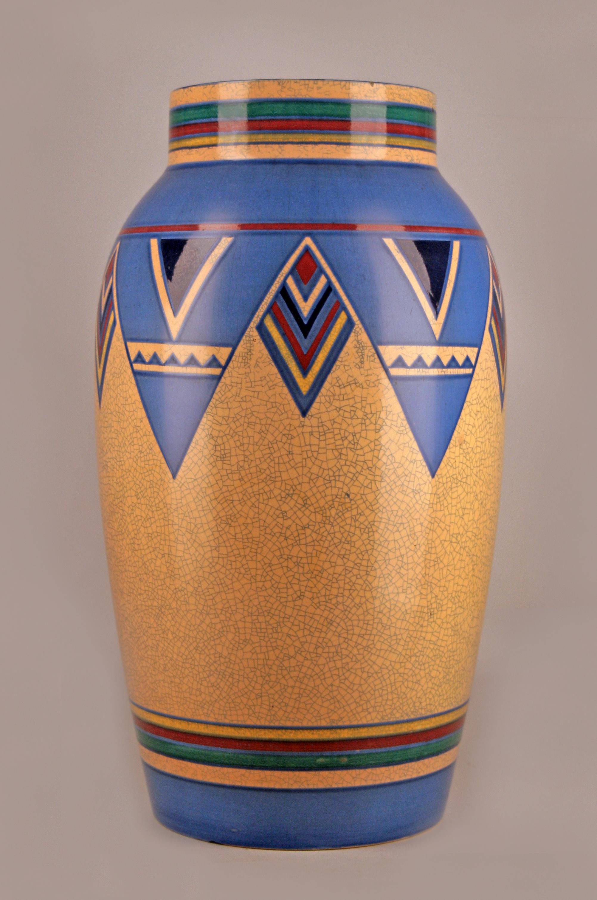 Vase d'après-guerre moderne en céramique émaillée peinte du milieu du 20e siècle, Allemagne de l'Ouest en vente 1