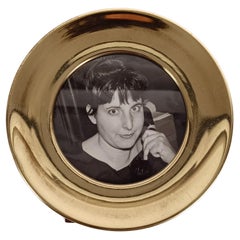 Moderner runder Messing-Bilderrahmen aus der Mitte des 20. Jahrhunderts, Italien 70er Jahre