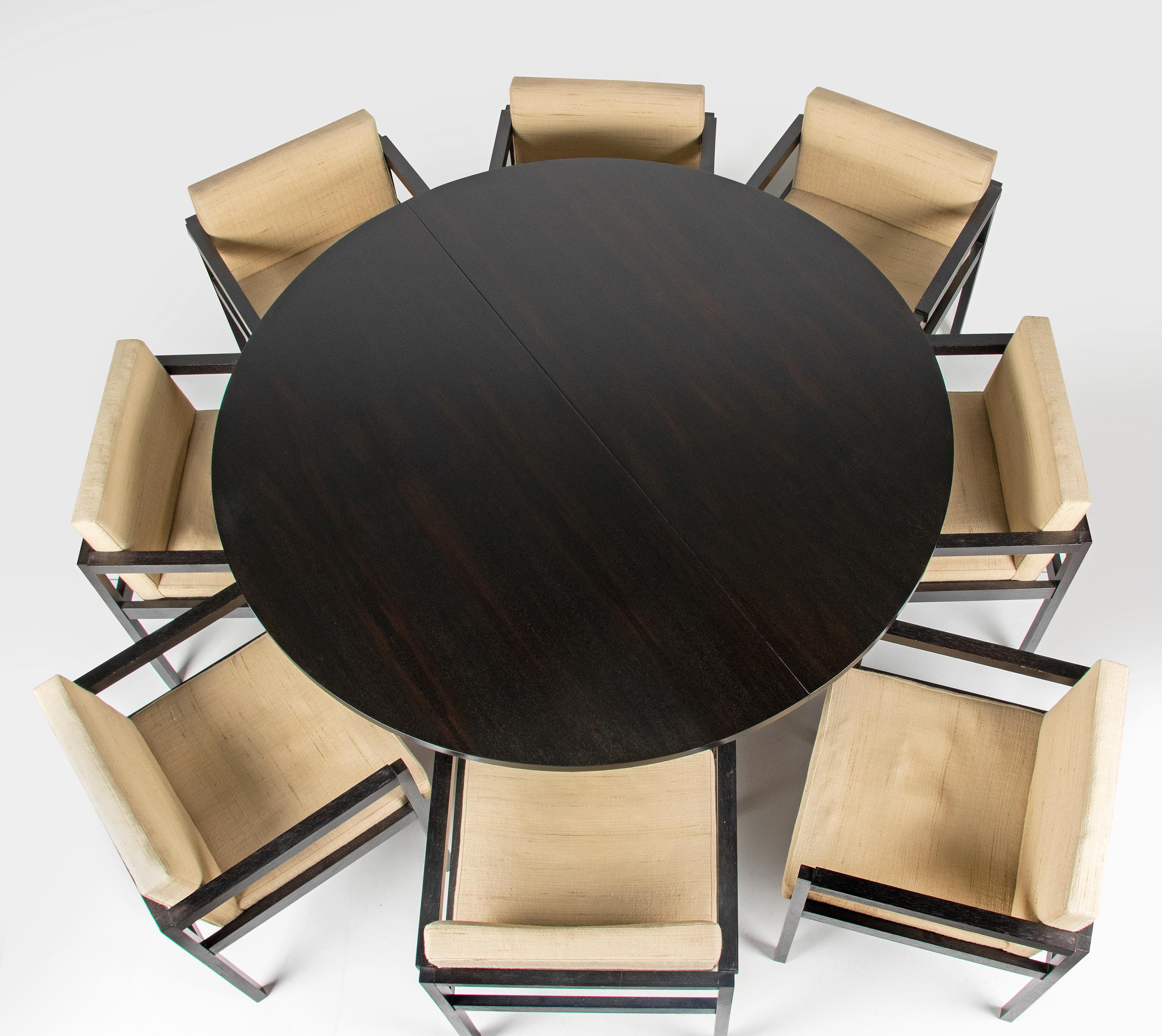 mid century modern round dining table for 8
