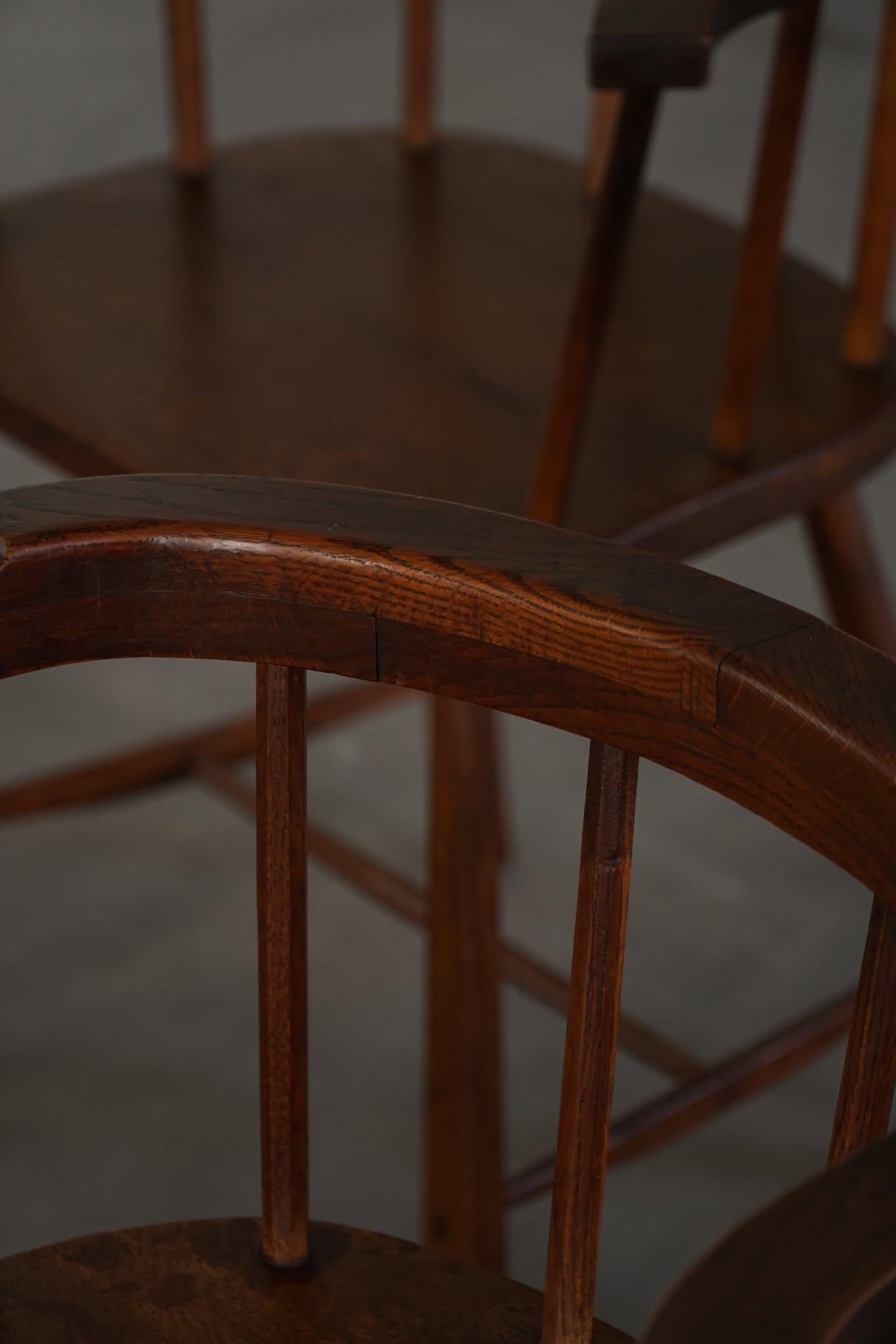 Mid-20th Century Modern, Set of 8 Danish Spindle Back Chairs in Solid Oak For Sale 14