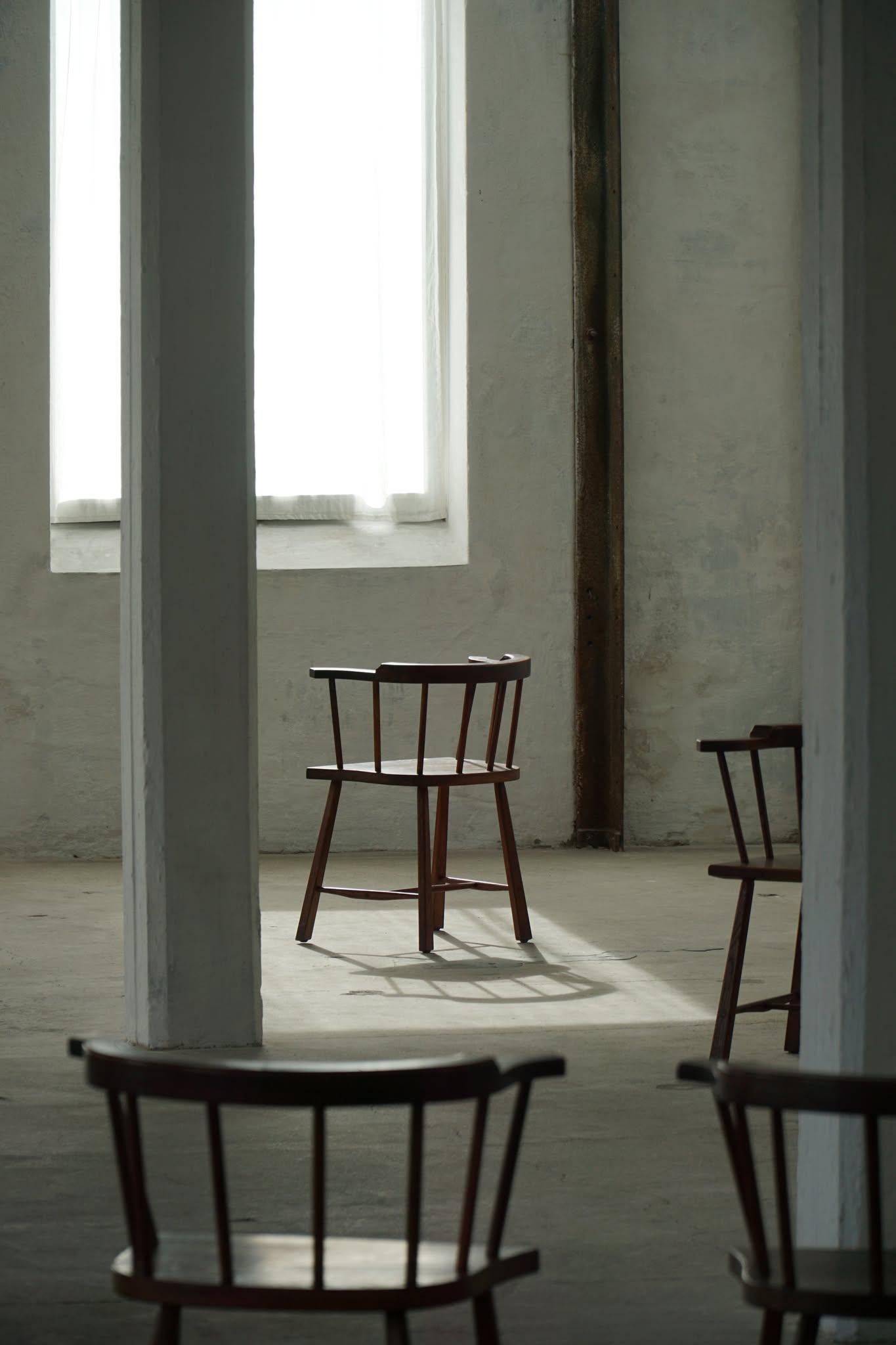 Mid-20th Century Modern, Set of 8 Danish Spindle Back Chairs in Solid Oak For Sale 16