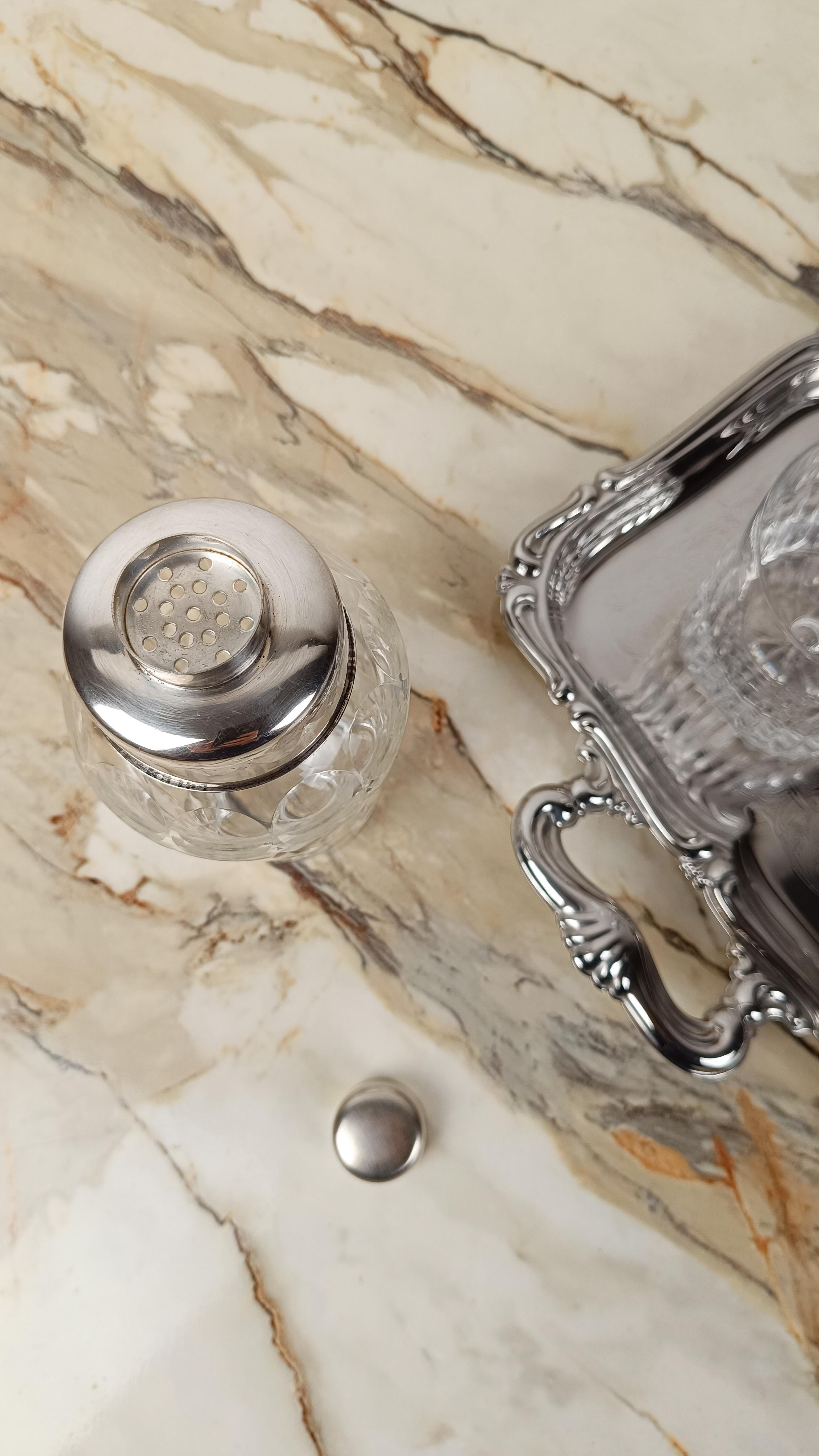 Moderner Shaker aus geschliffenem Glas und versilbert, Mitte des 20. Jahrhunderts, 60er Jahre im Angebot 5