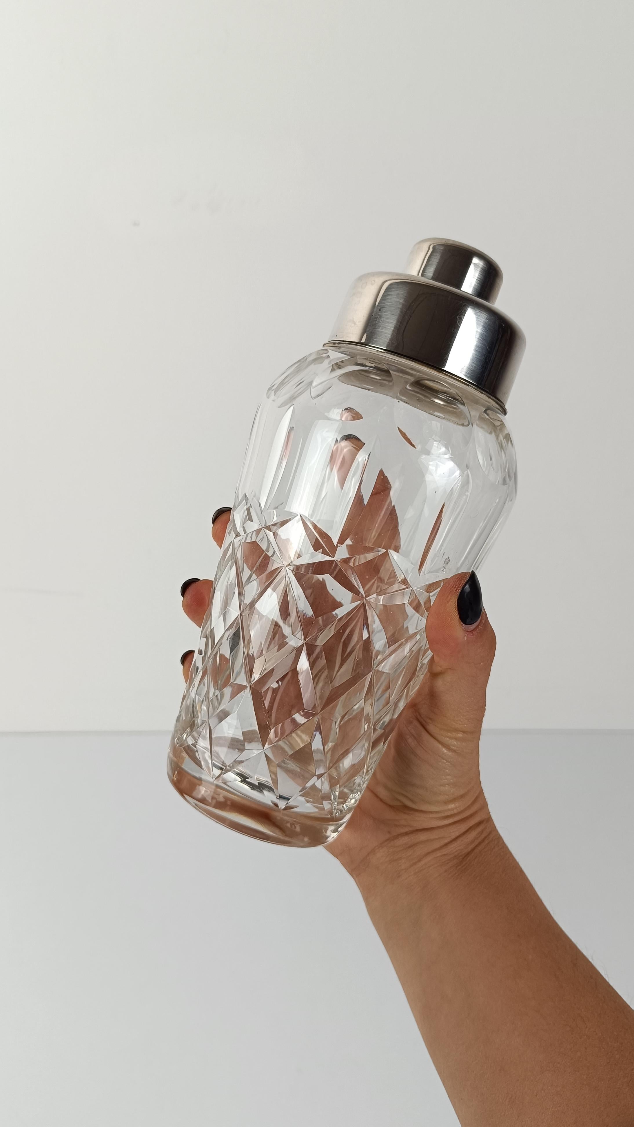 Moderner Shaker aus geschliffenem Glas und versilbert, Mitte des 20. Jahrhunderts, 60er Jahre im Angebot 8