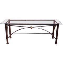 Mid-20th Century Modern Steel Brass and Glass Console Table