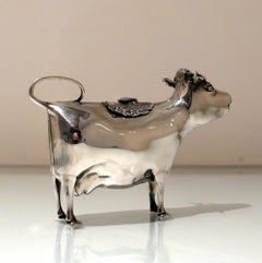 Mid-20th Century Modern Sterling Silver Cow Creamer London 1964 Carrington & Co.