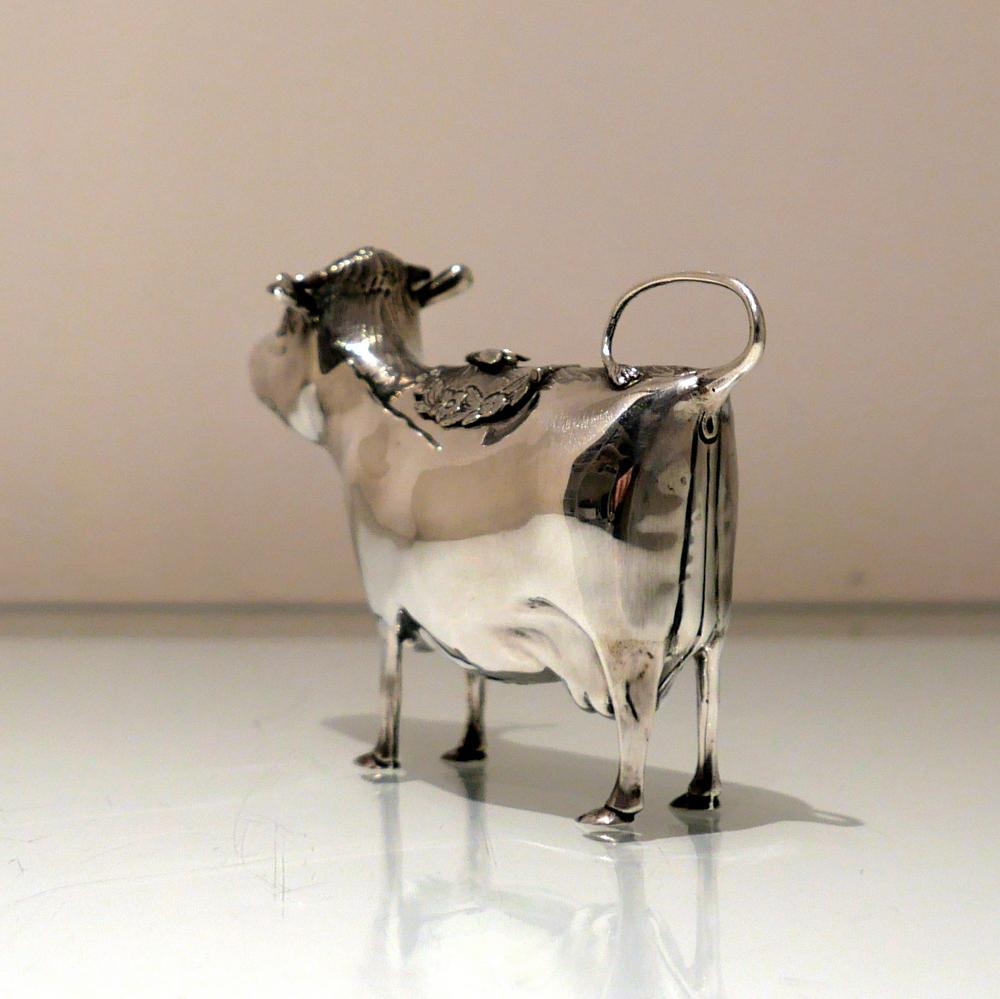 English Mid-20th Century Modern Sterling Silver Cow Creamer London 1964 Carrington & Co. For Sale