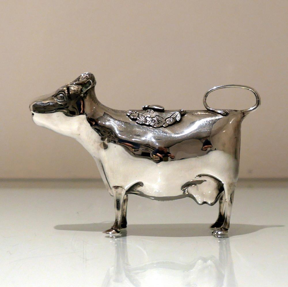 Mid-20th Century Modern Sterling Silver Cow Creamer London 1964 Carrington & Co. For Sale 1