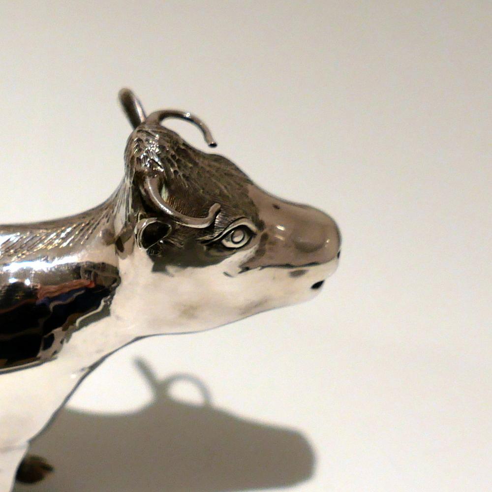 Mid-20th Century Modern Sterling Silver Cow Creamer London 1964 Carrington & Co. For Sale 2