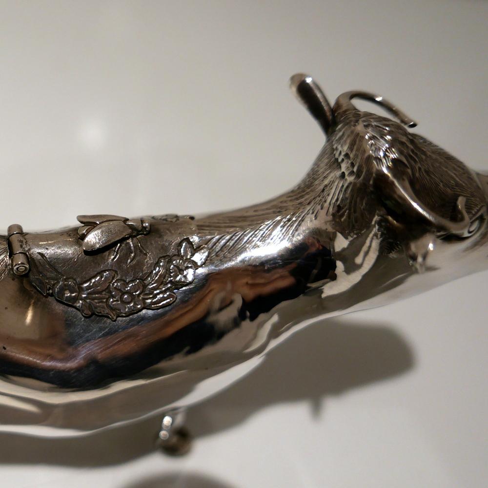 Mid-20th Century Modern Sterling Silver Cow Creamer London 1964 Carrington & Co. For Sale 5