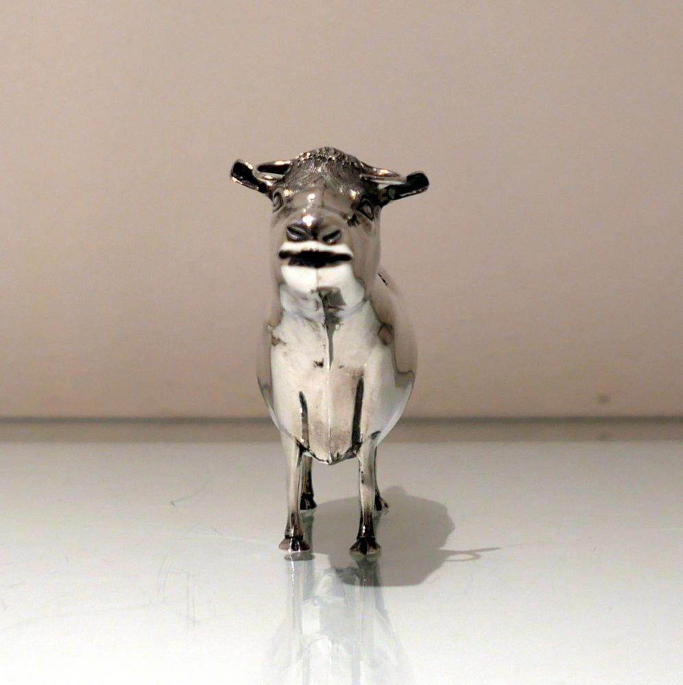 Mid-20th Century Modern Sterling Silver Cow Creamer London 1964 Carrington & Co. For Sale 6