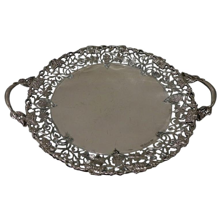 Mid-20th Century Modern Sterling Silver Large Circular Dish/Cake Stand Sheffield For Sale