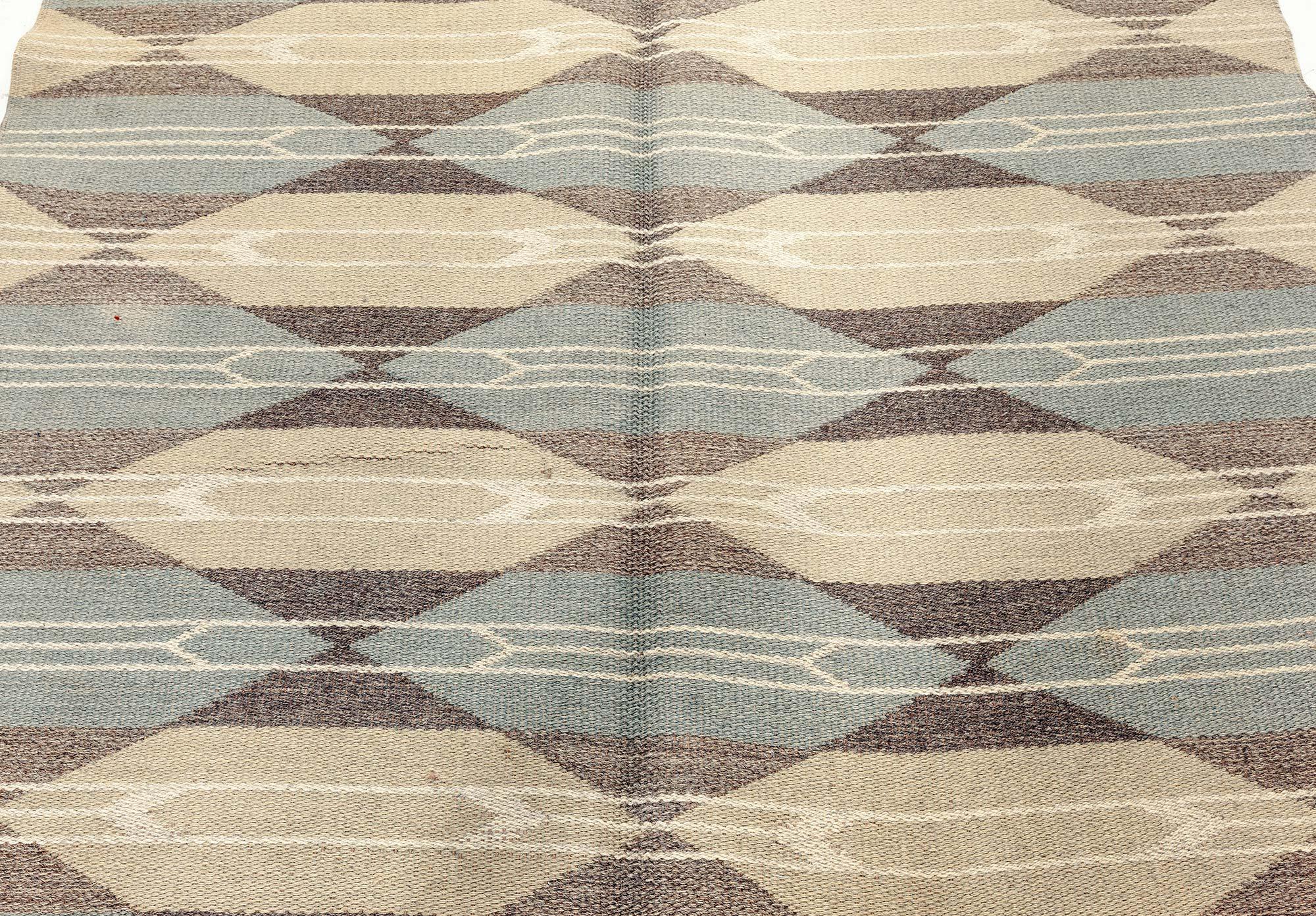 Schwedischer geometrischer Teppich aus der Mitte des 20. Jahrhunderts Modern (Moderne der Mitte des Jahrhunderts) im Angebot
