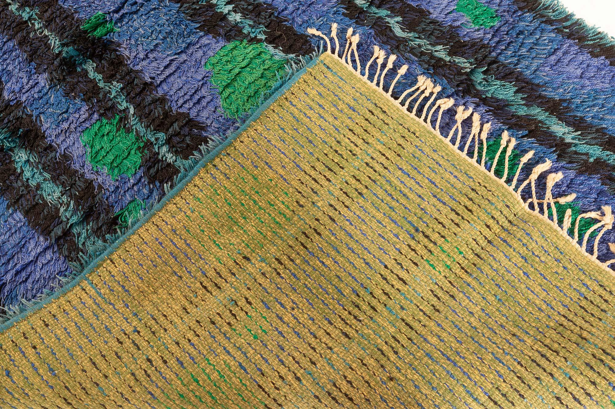 Mitte des 20. Jahrhunderts Modern Schwedisch Rya Grün, Blau Teppich im Angebot 2