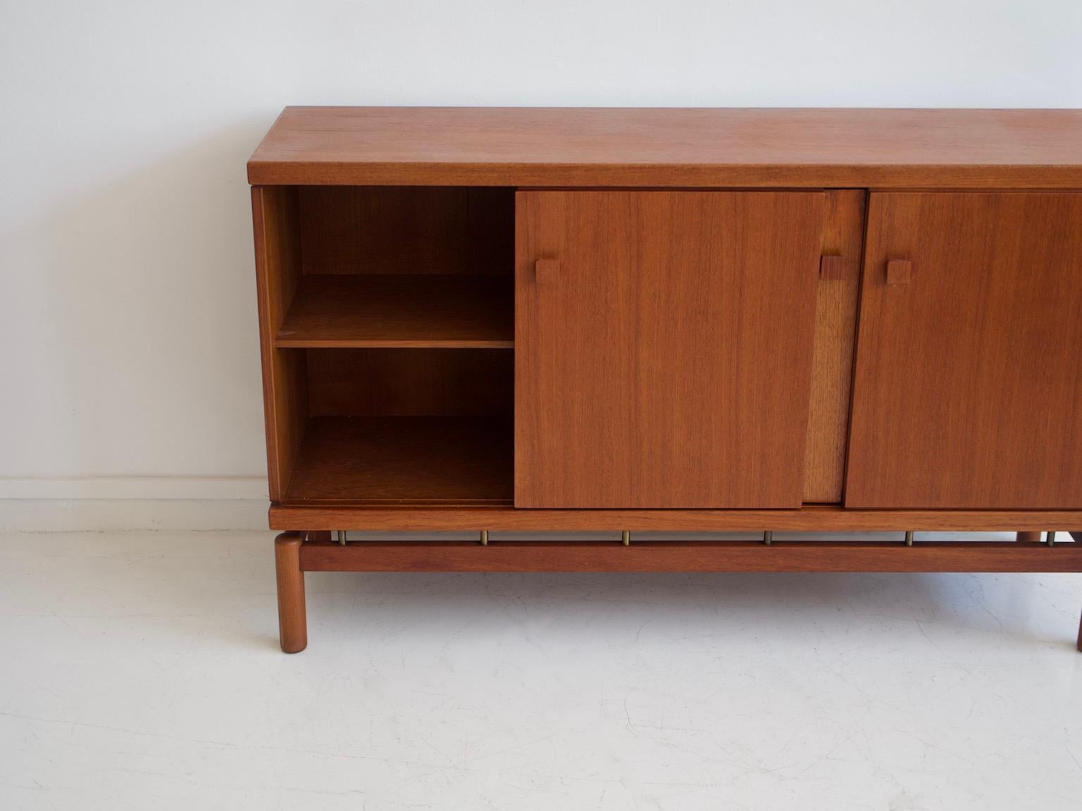 Mid-20th Century Modern Teak Sideboard with Brass Details For Sale 5