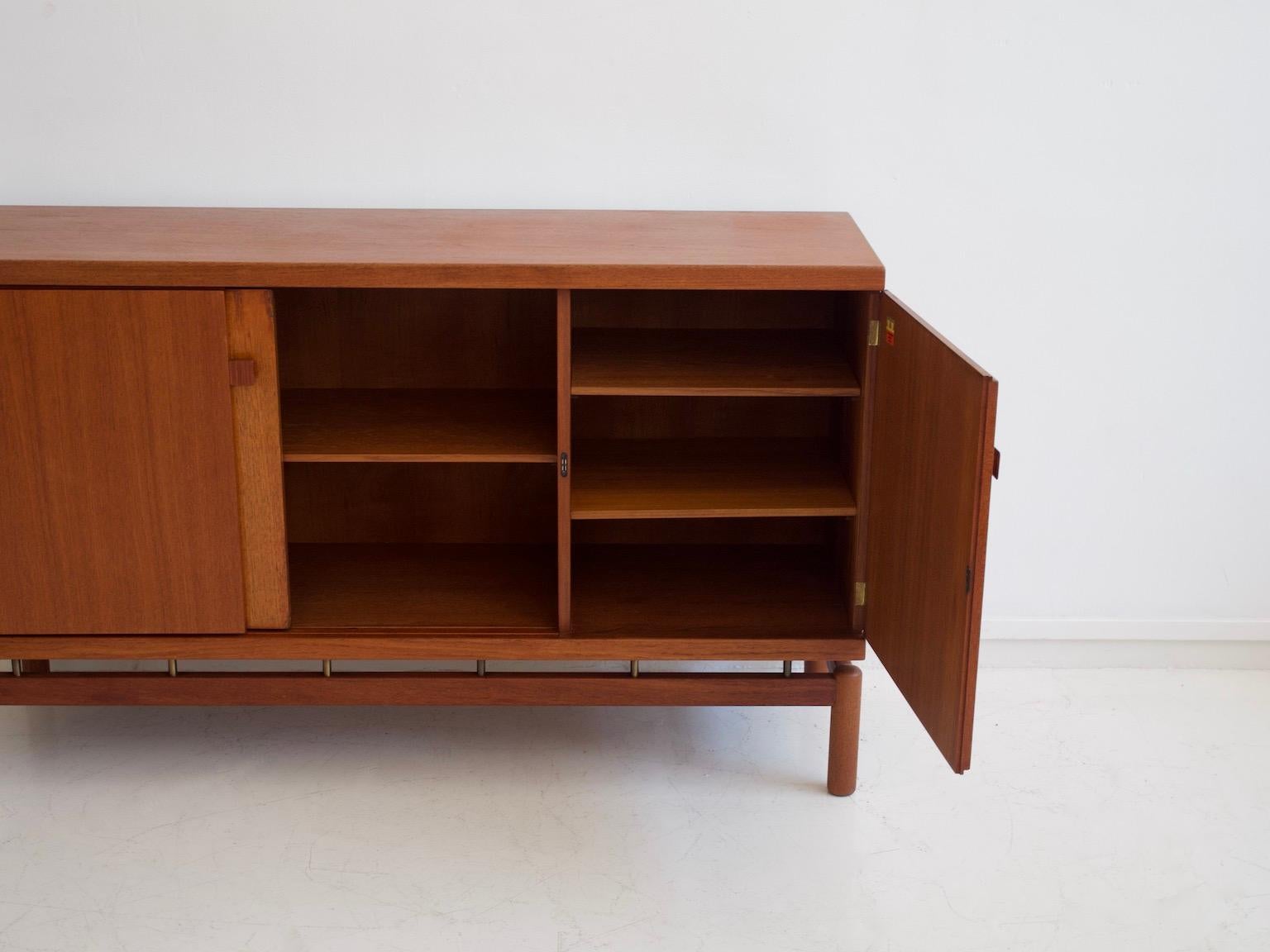 Mid-20th Century Modern Teak Sideboard with Brass Details For Sale 6