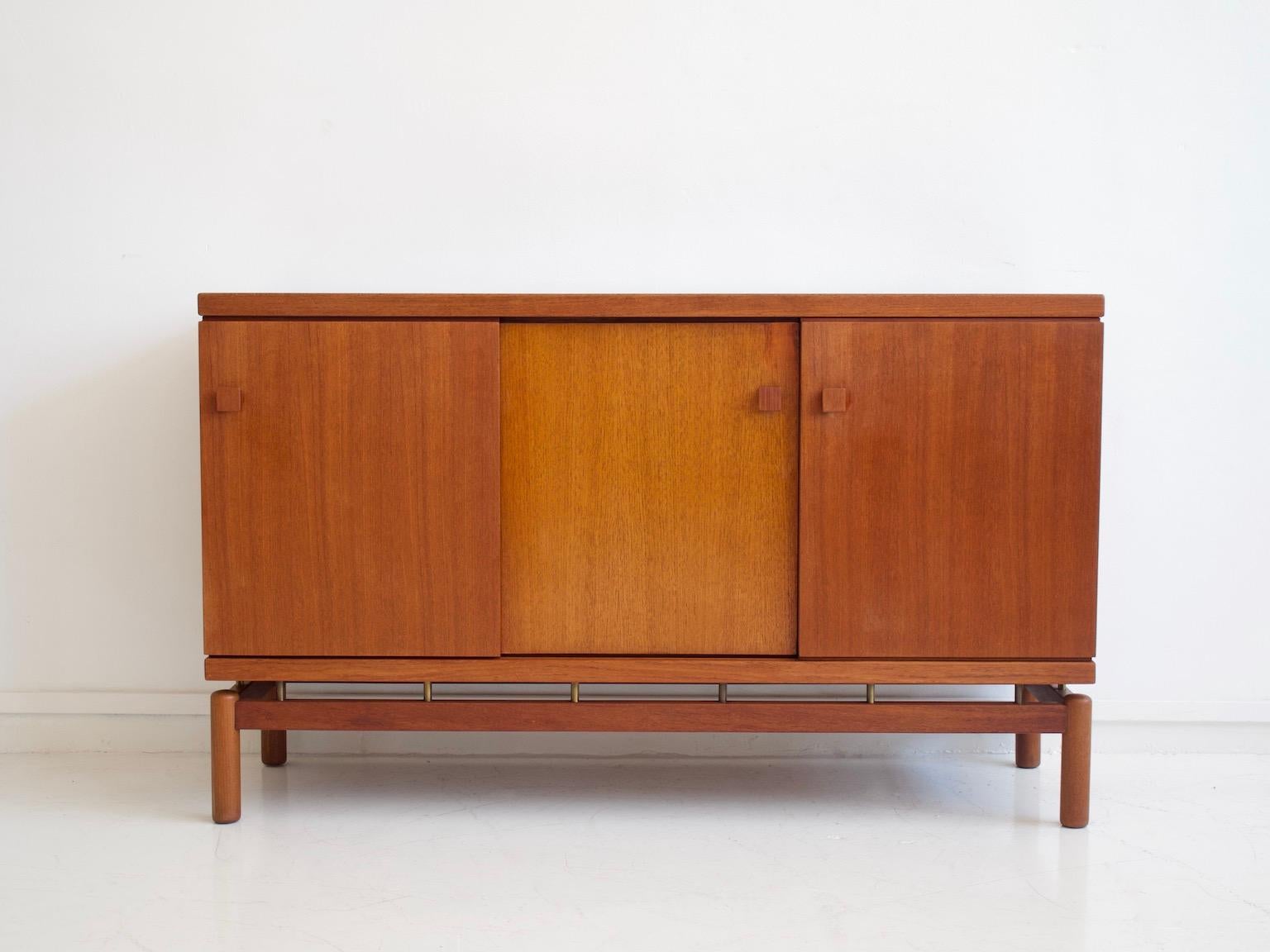 Mid-Century Modern Mid-20th Century Modern Teak Sideboard with Brass Details For Sale