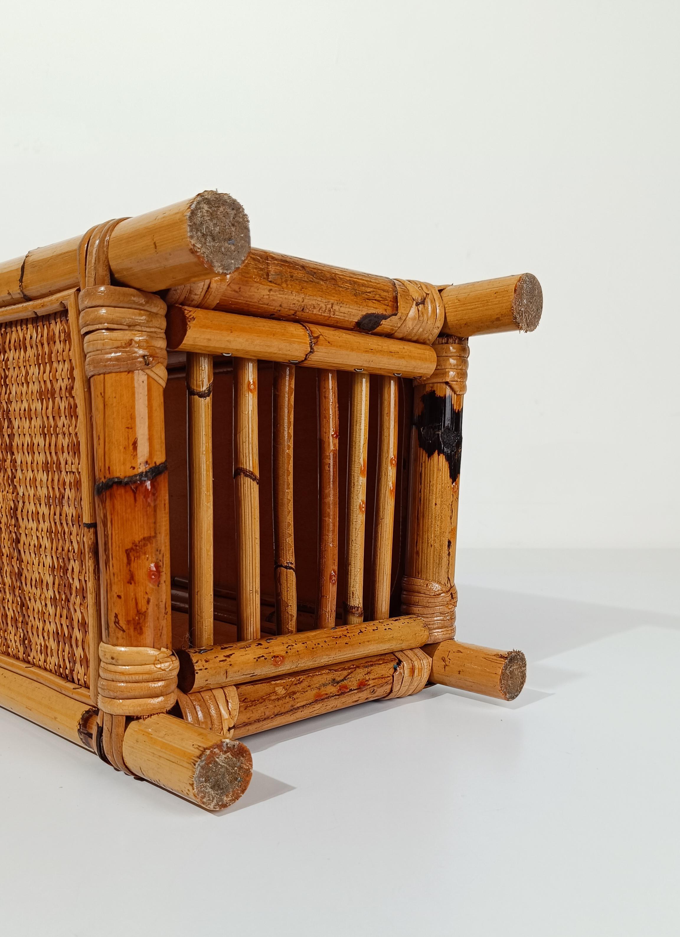 Mid 20th Century Modern Umbrella Stand in Bamboo, Cane and Rattan Webbing, Italy For Sale 5