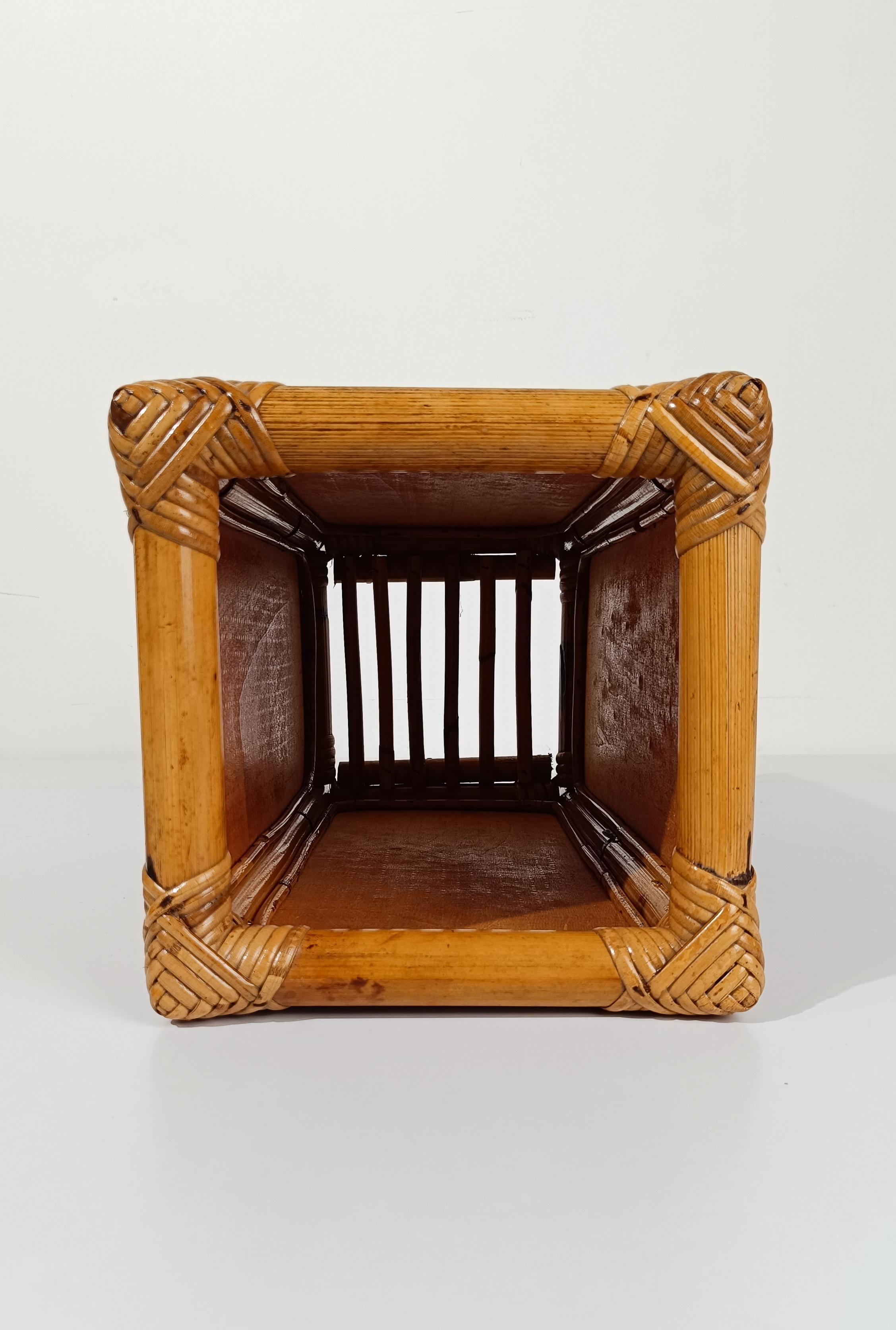 Mid 20th Century Modern Umbrella Stand in Bamboo, Cane and Rattan Webbing, Italy For Sale 8