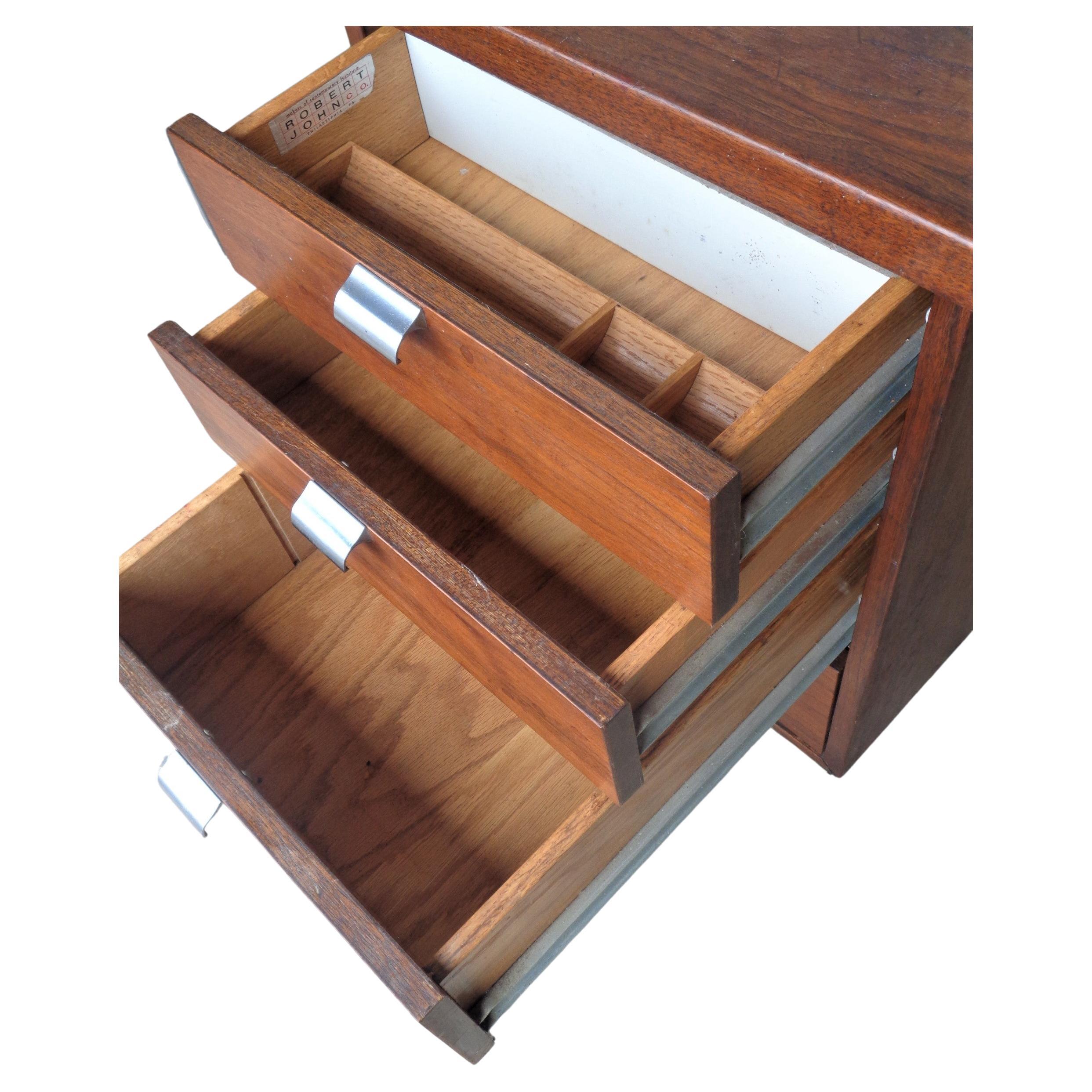 Mid Century Modern Walnut and Steel Desk by Robert John 3