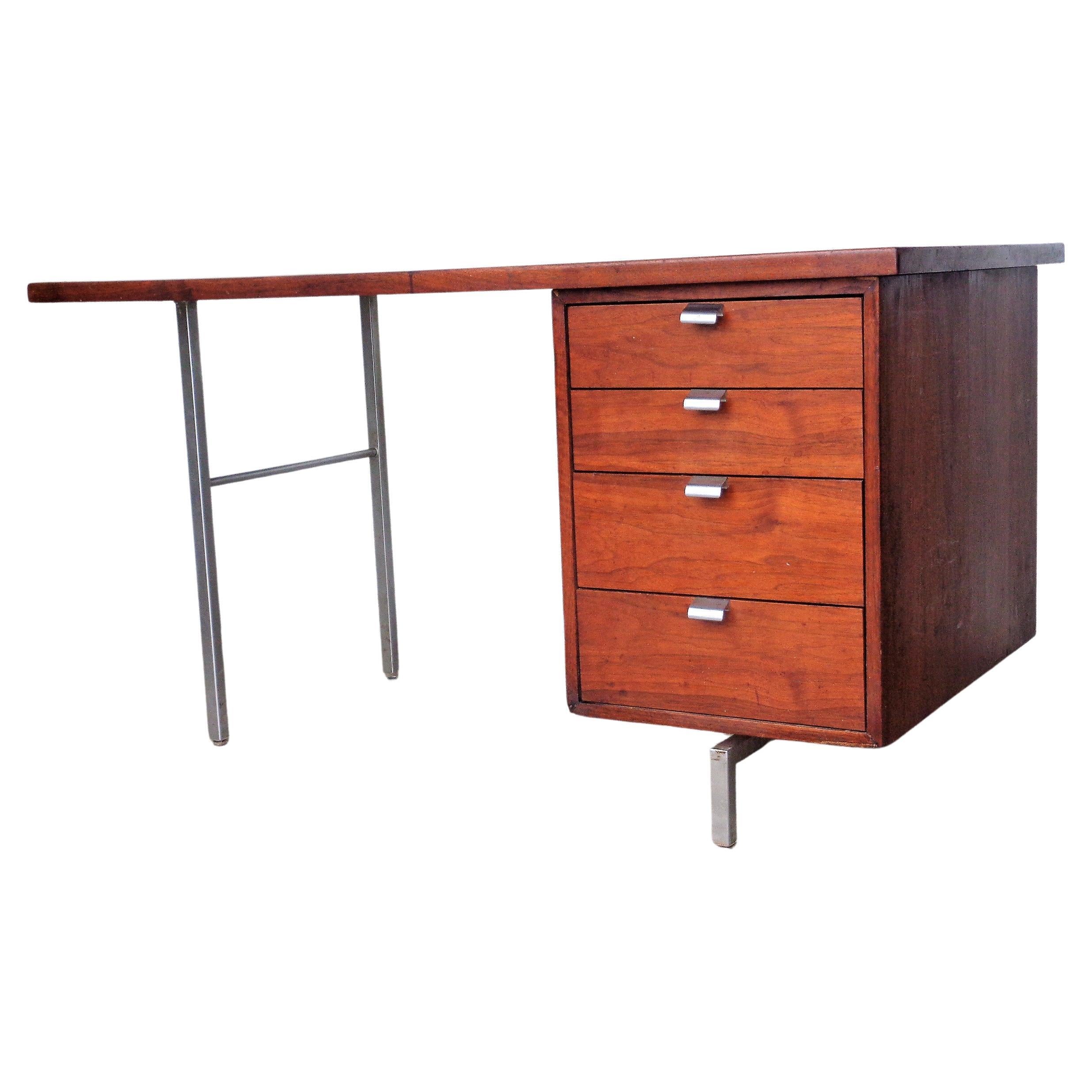  Mid Century Modern Walnut and Steel Desk by Robert John