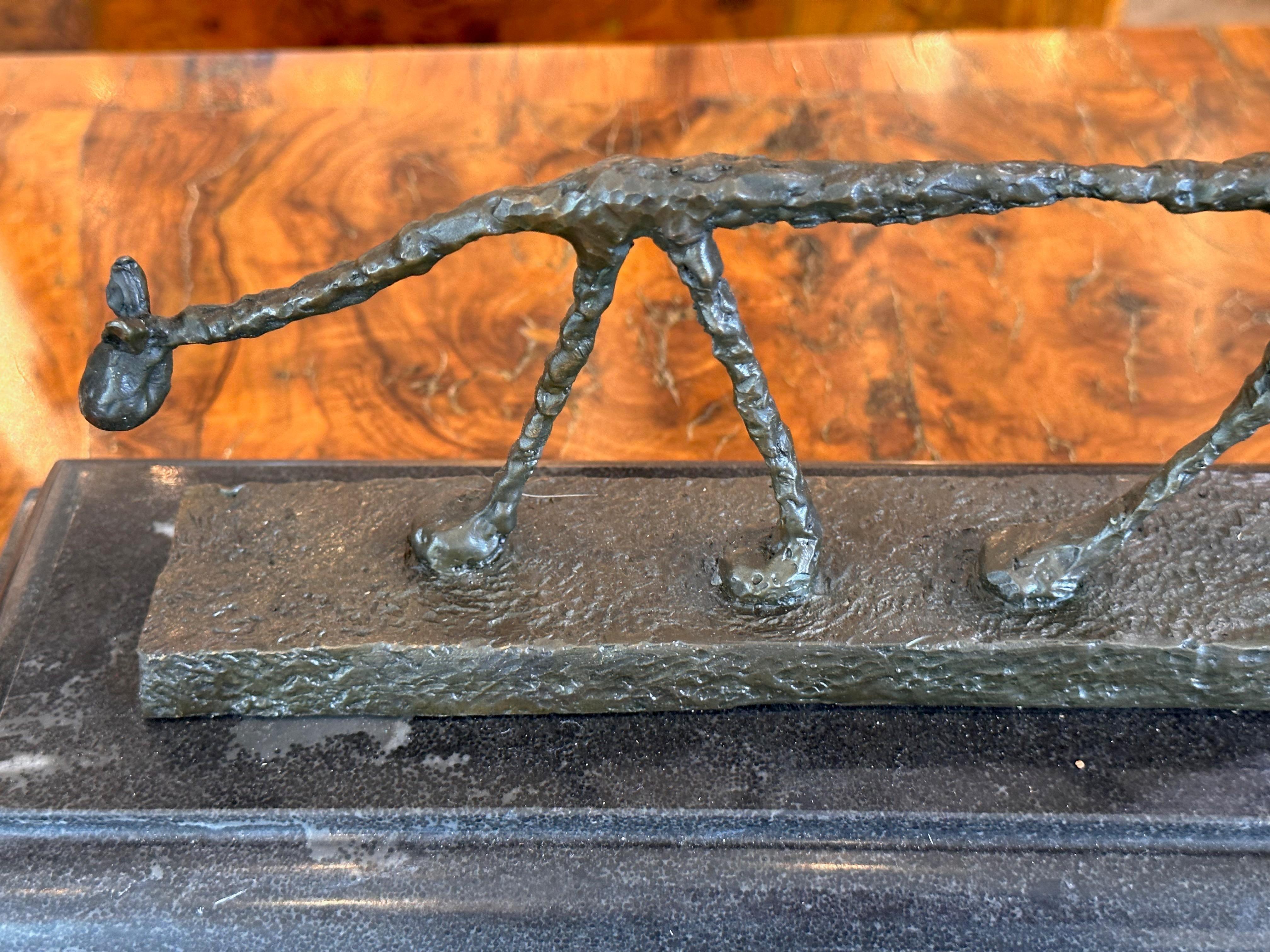 Mid 20th Century Modernist Bronze Cat Sculpture 1