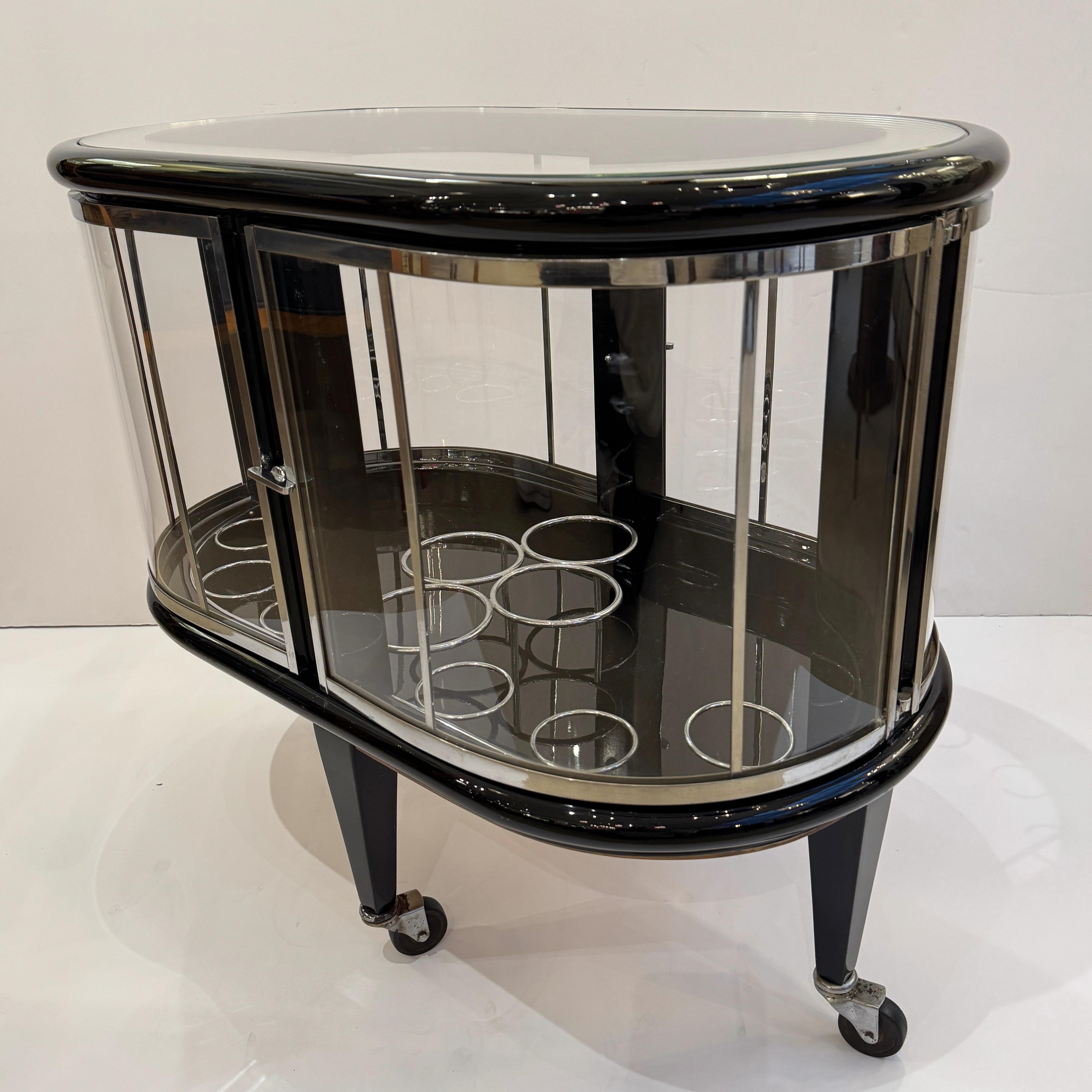 Mid-20th Century Modernist Ebonized Bar Cart For Sale 5
