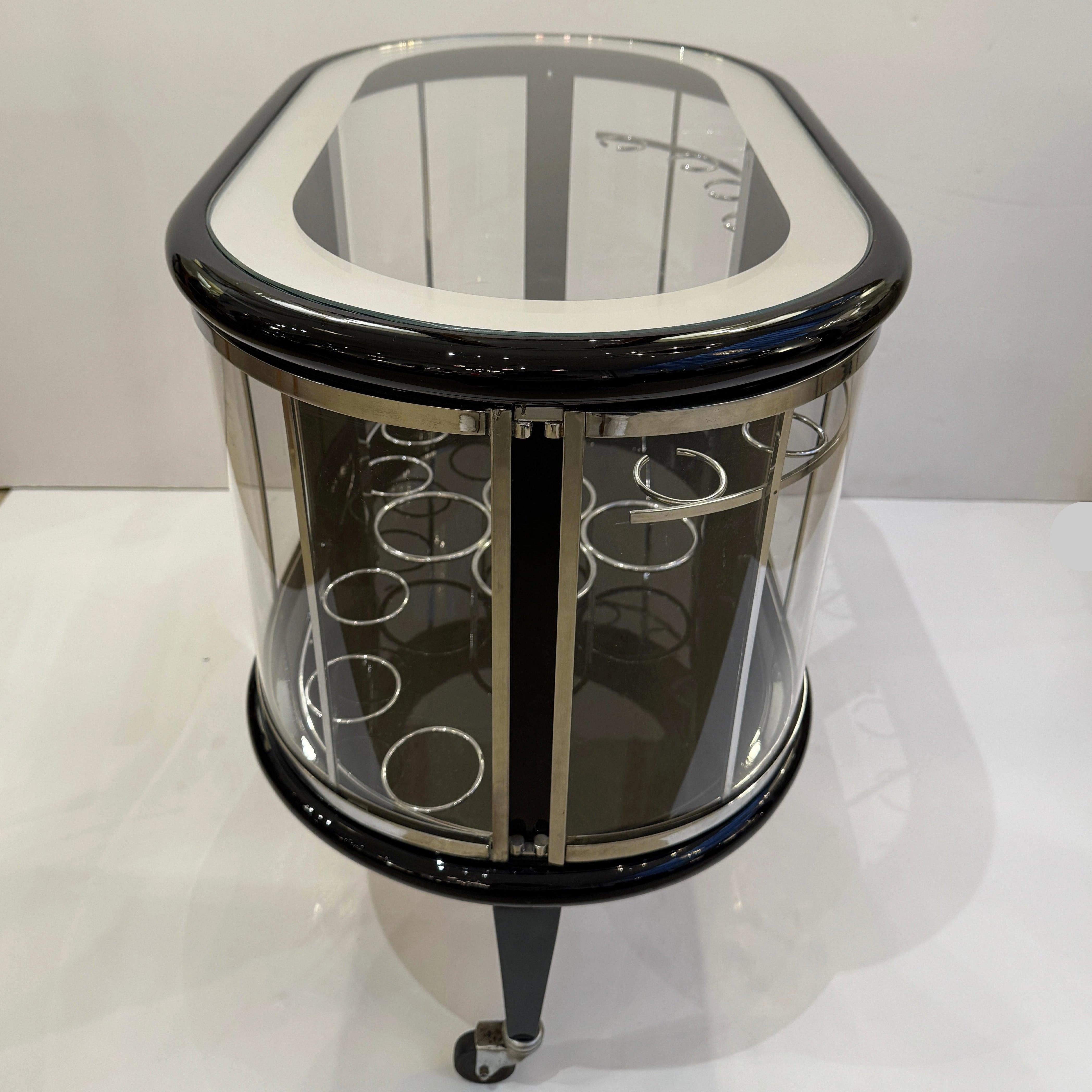Mid-20th Century Modernist Ebonized Bar Cart For Sale 1