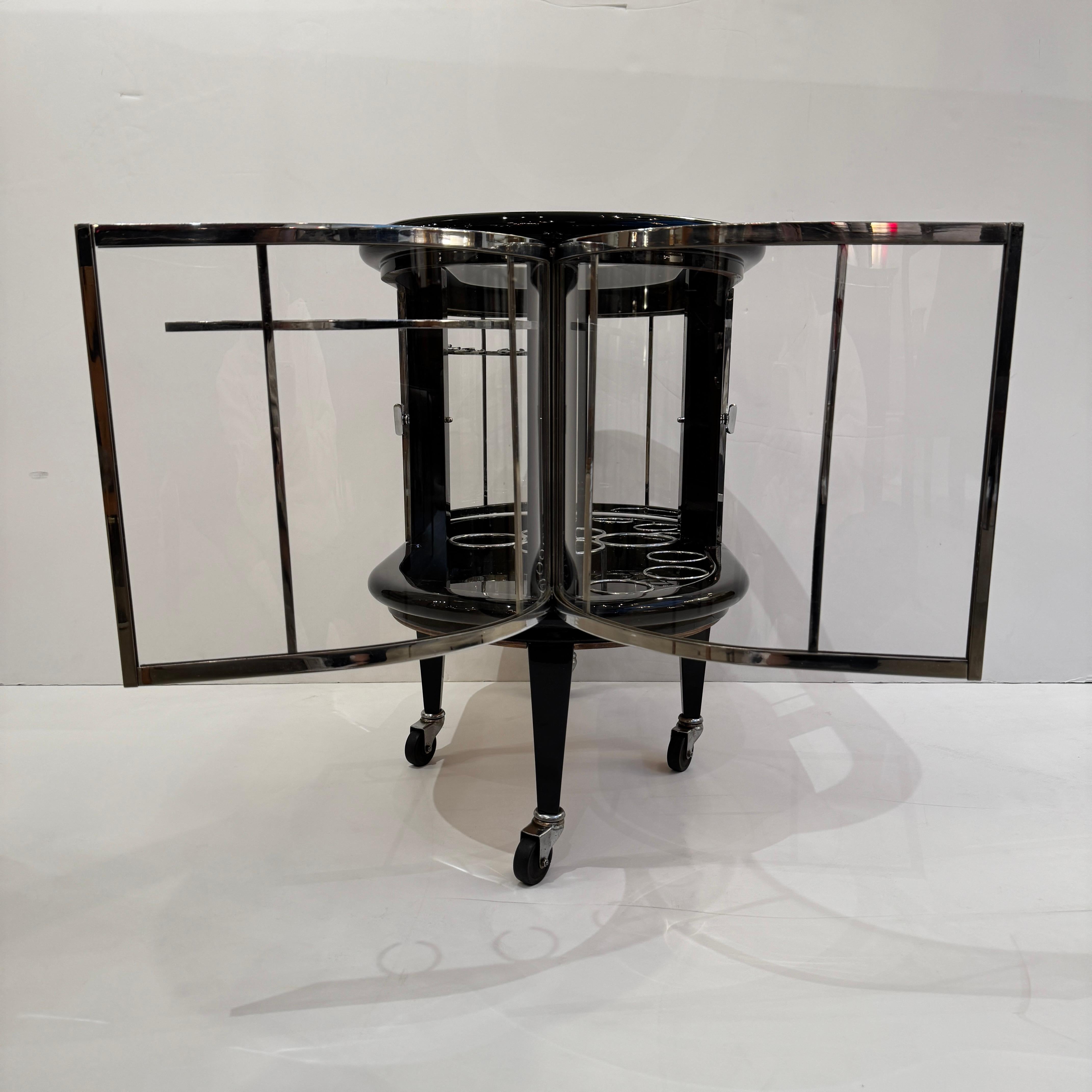 Mid-20th Century Modernist Ebonized Bar Cart For Sale 2
