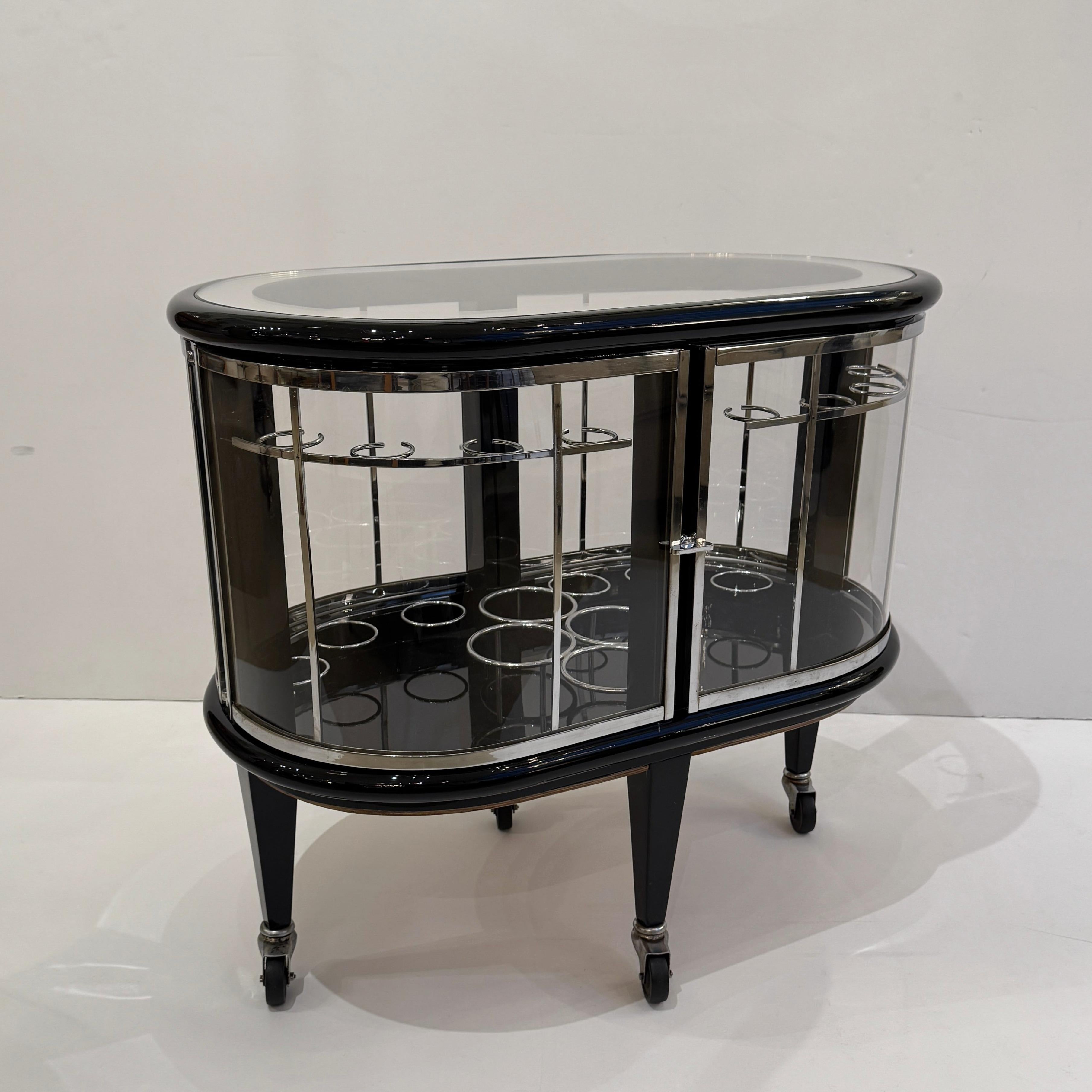 Mid-20th Century Modernist Ebonized Bar Cart For Sale 3