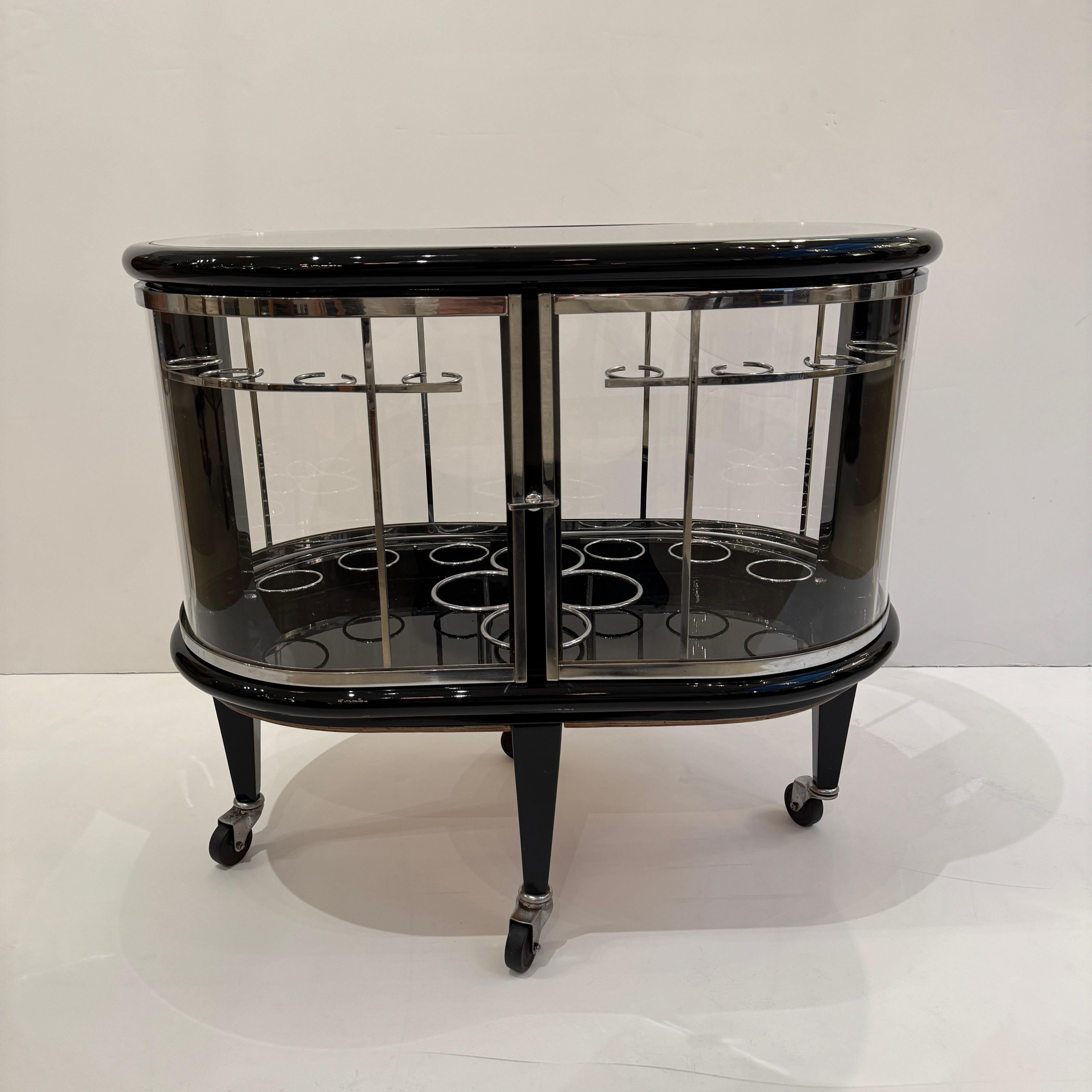 Mid-20th Century Modernist Ebonized Bar Cart For Sale 4
