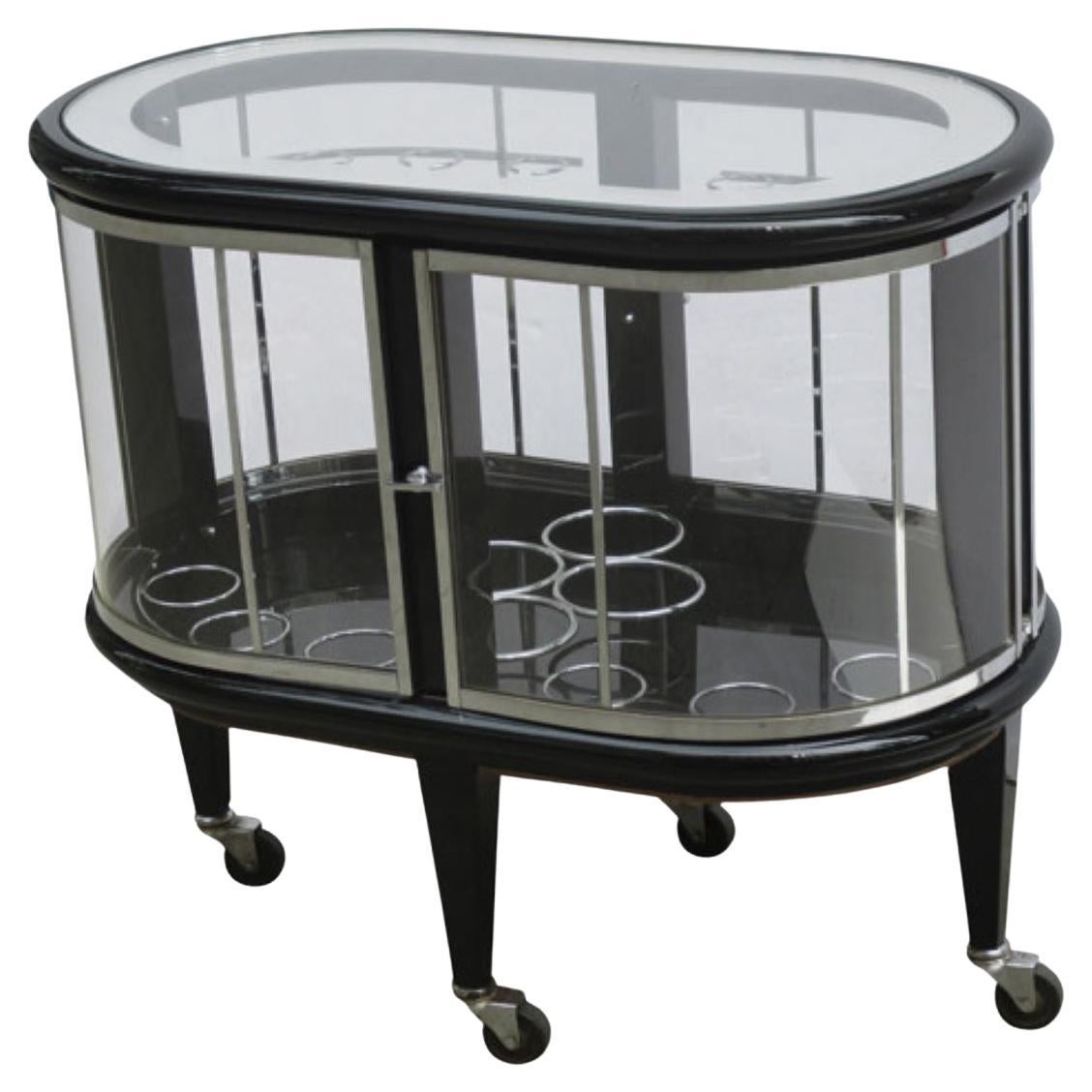 Mid-20th Century Modernist Ebonized Bar Cart