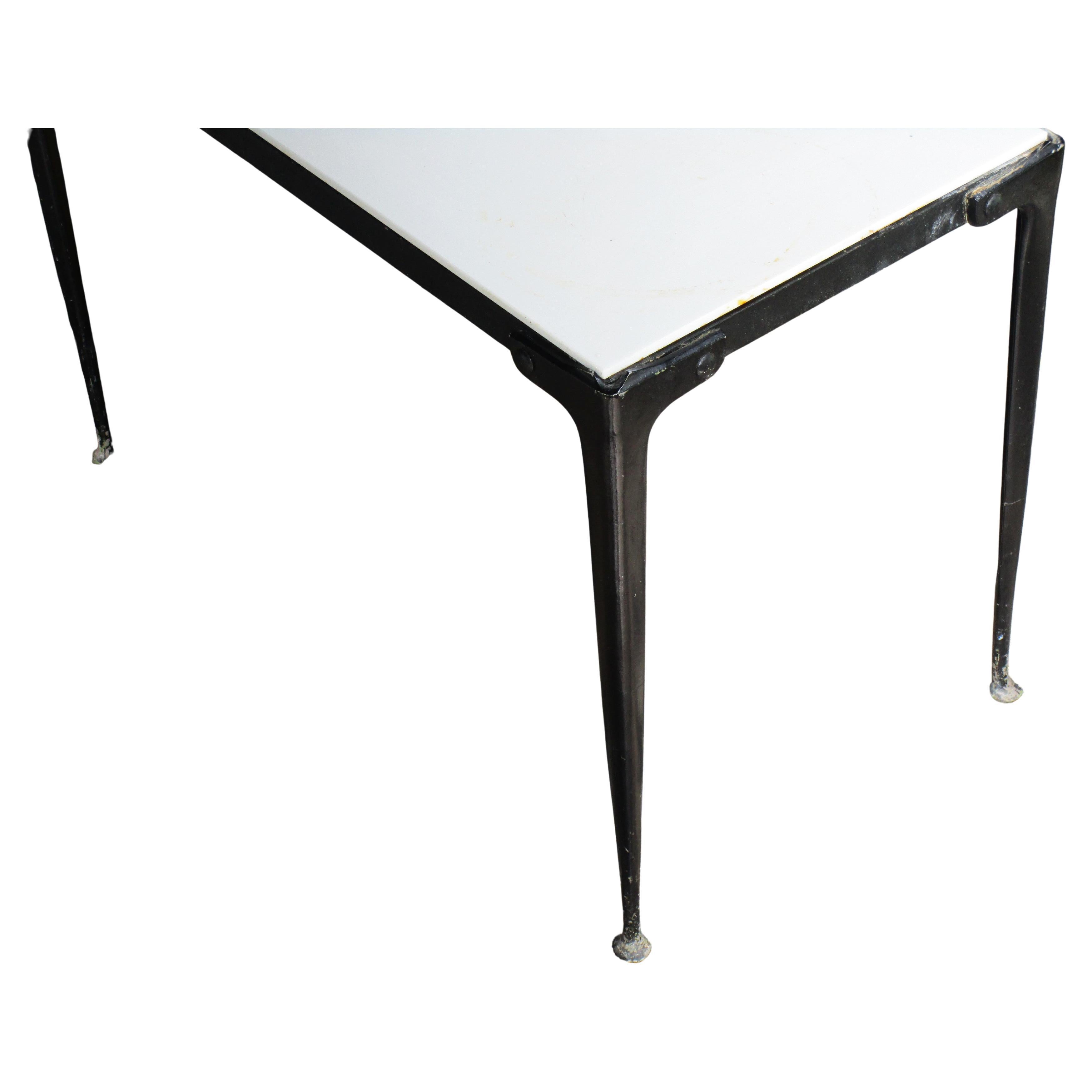 20th Century Modernist Enameled Aluminum Coffee Table w/ Vitrolite Top For Sale
