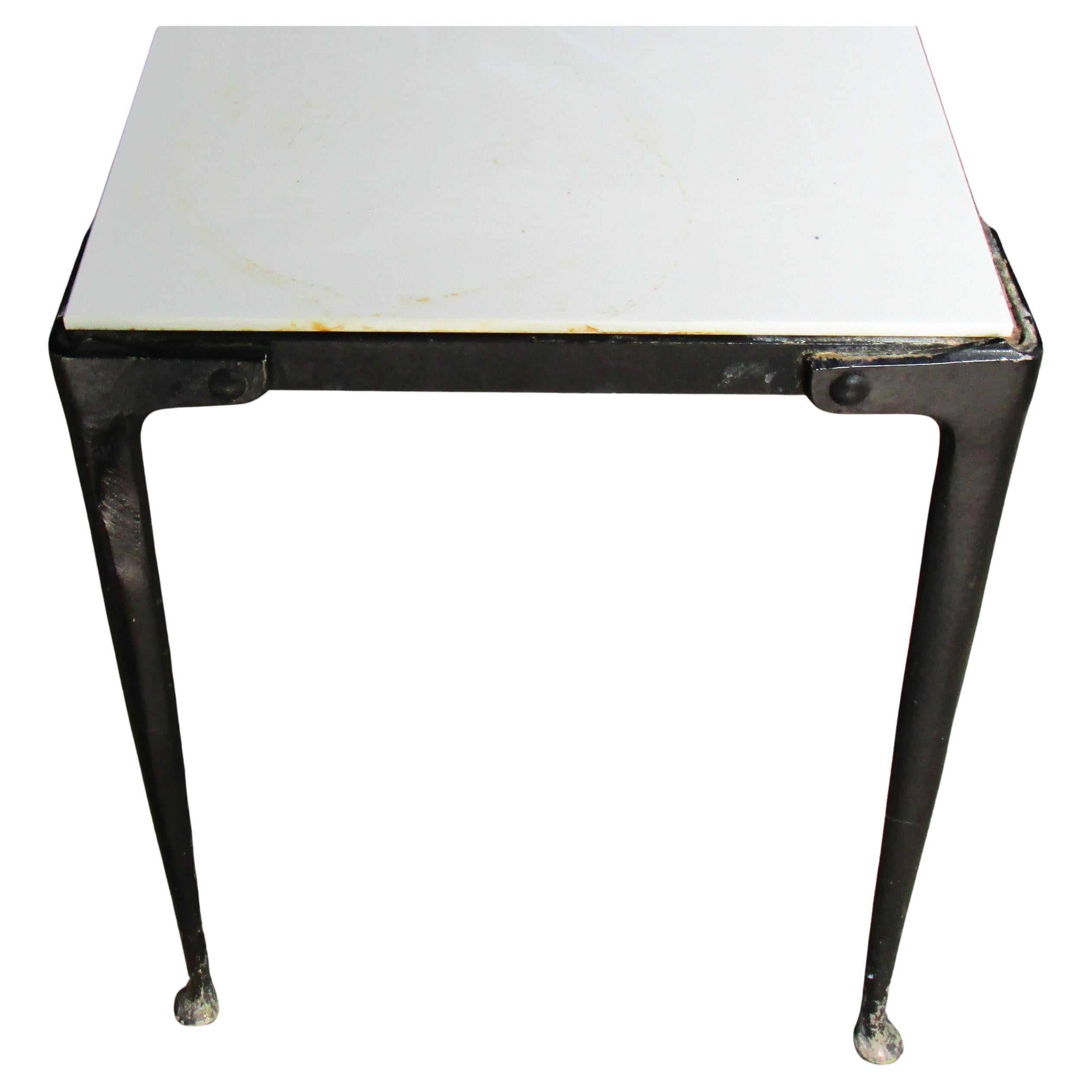 Modernist Enameled Aluminum Coffee Table w/ Vitrolite Top For Sale 2