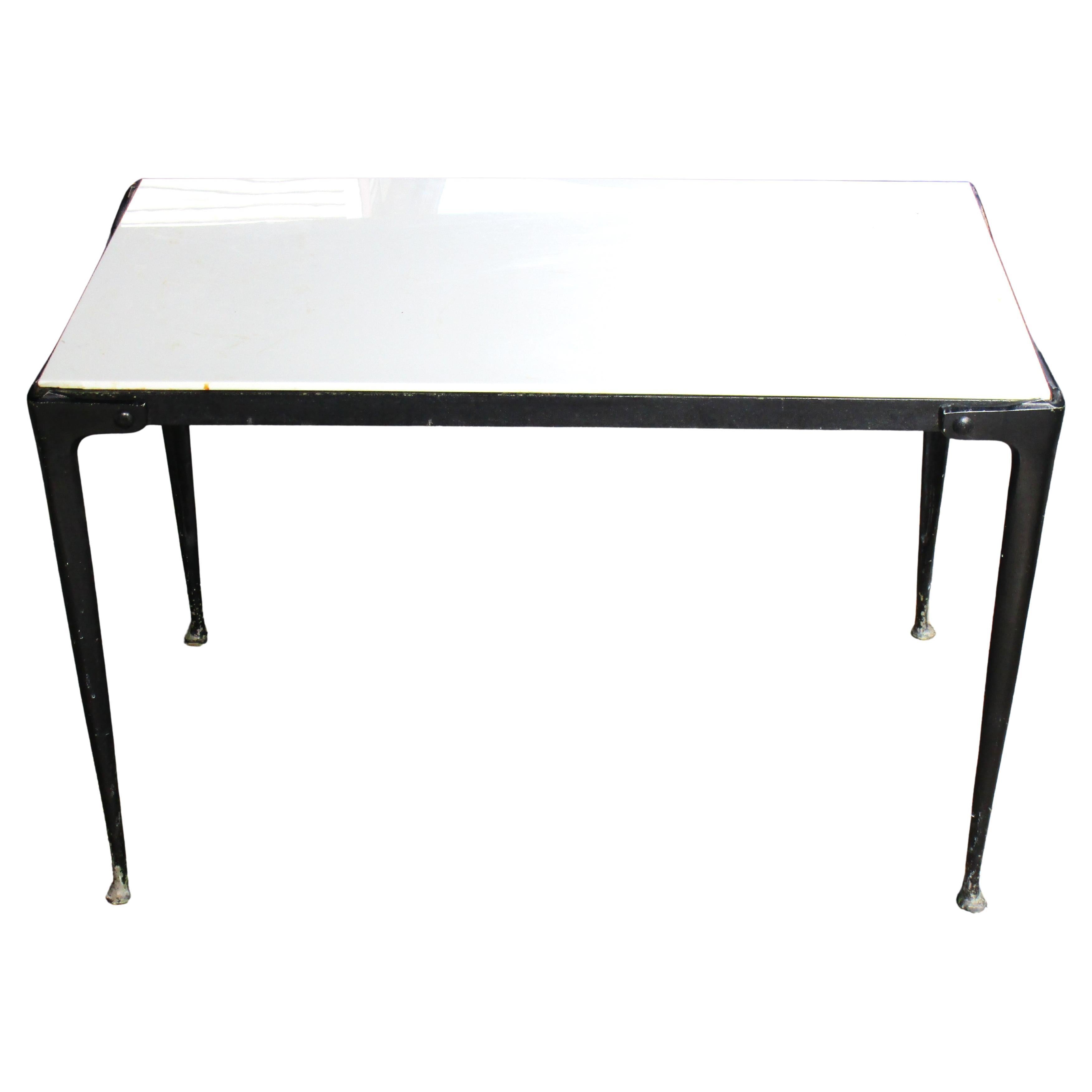 Modernist Enameled Aluminum Coffee Table w/ Vitrolite Top For Sale 3