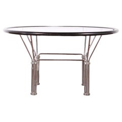 Mid 20th Century Modernist French Chrome and Glass Round Coffee Table
